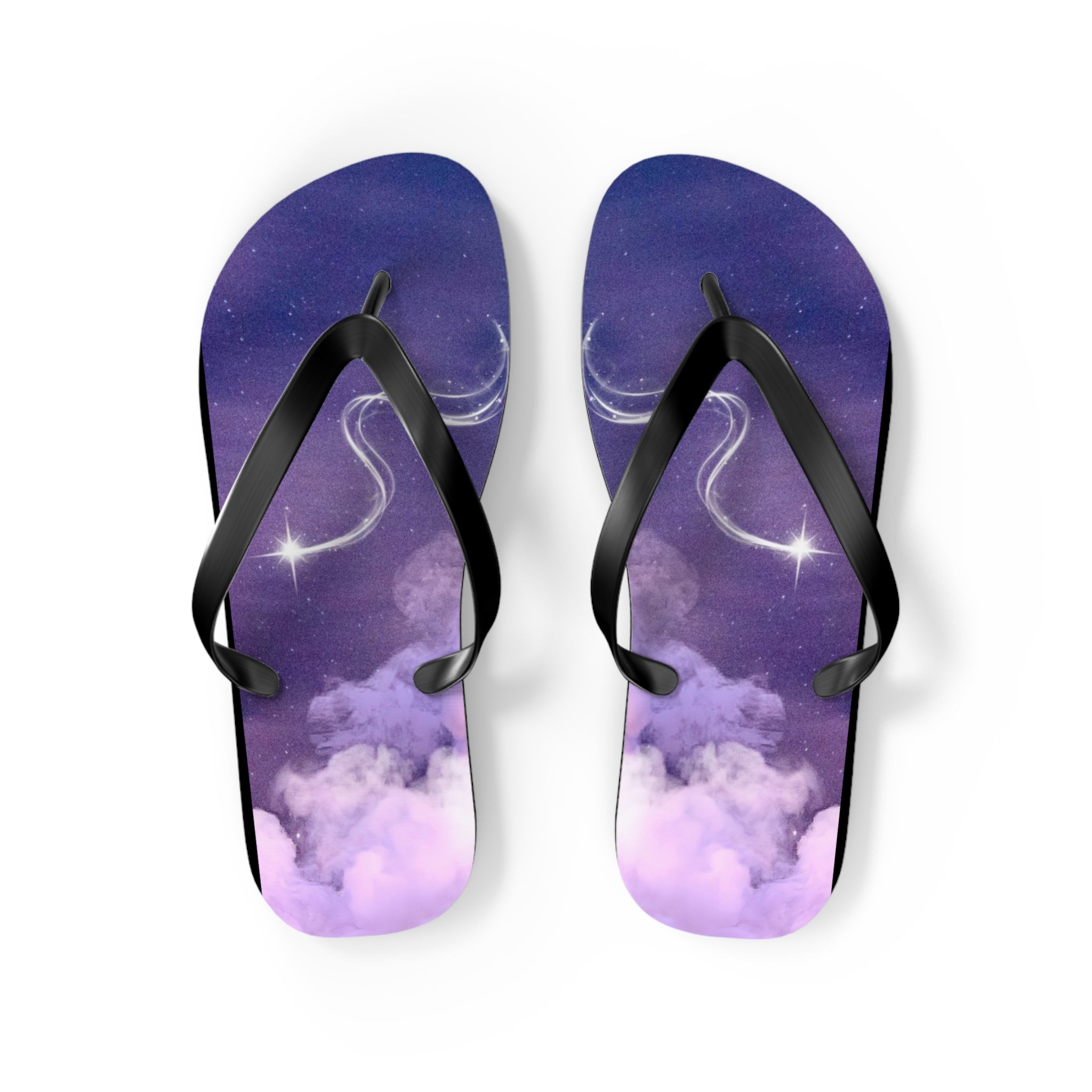 Purple Pink Magic Stars Design, Flip Flops for Women, Cute Designs, Everyday Use, Indoor Sleepers