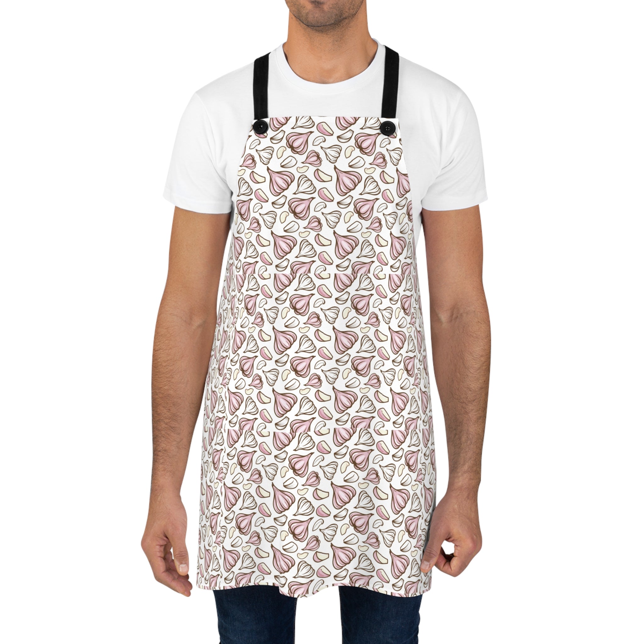 White Brown Pattern Garlic Design, Unisex Apron, Apron for Her, Apron for Him, Food Lover, Kitchen Accessories