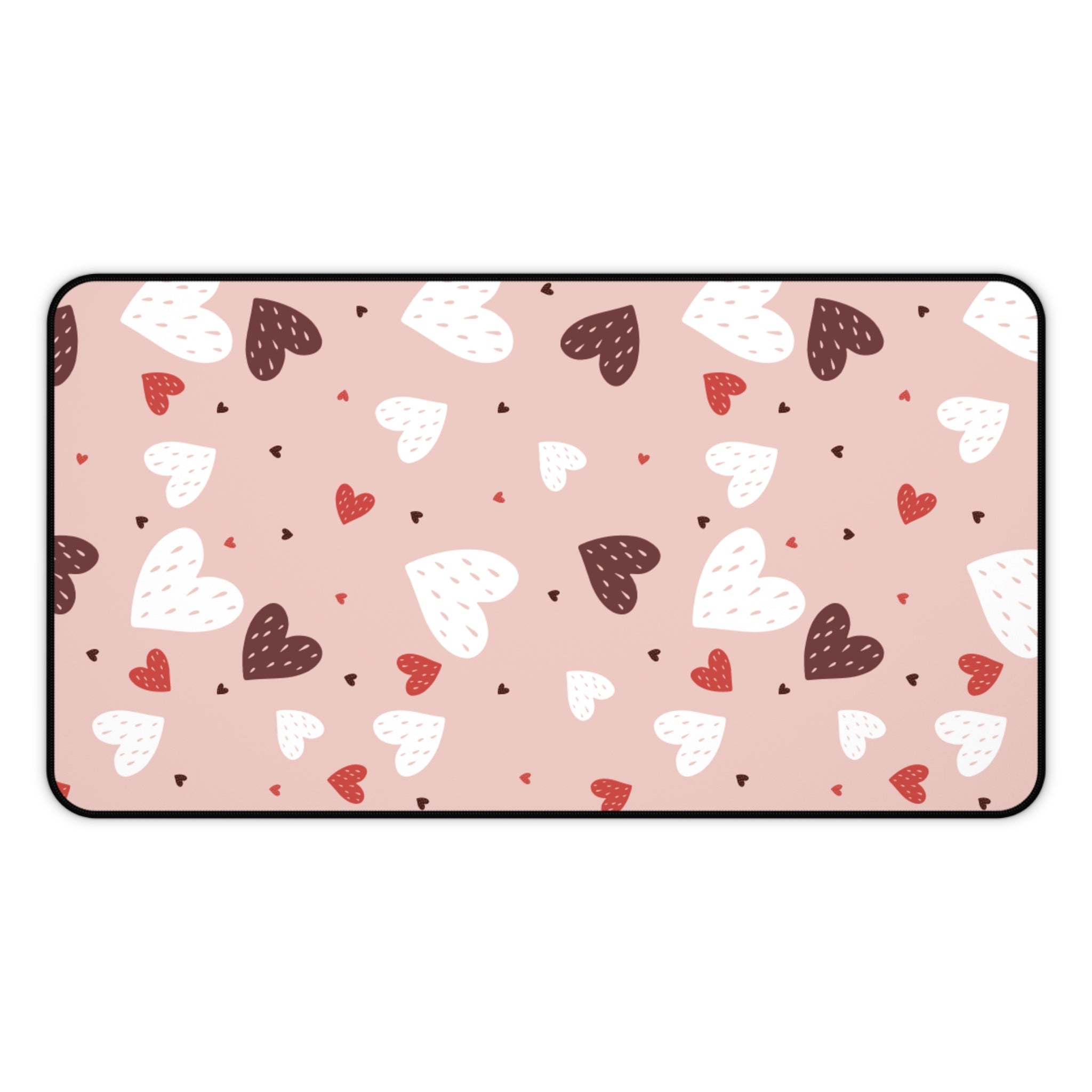 Colorful Hearts Valentines Gift, Mouse Pad, Desk Matt for Desktop, Cute Desk Pad Mat, XXL Large Mouse Pad for Desk, Anti-Slip Big Mousepad with Stitched Edges, Keyboard Pad Mouse Mat for Computer