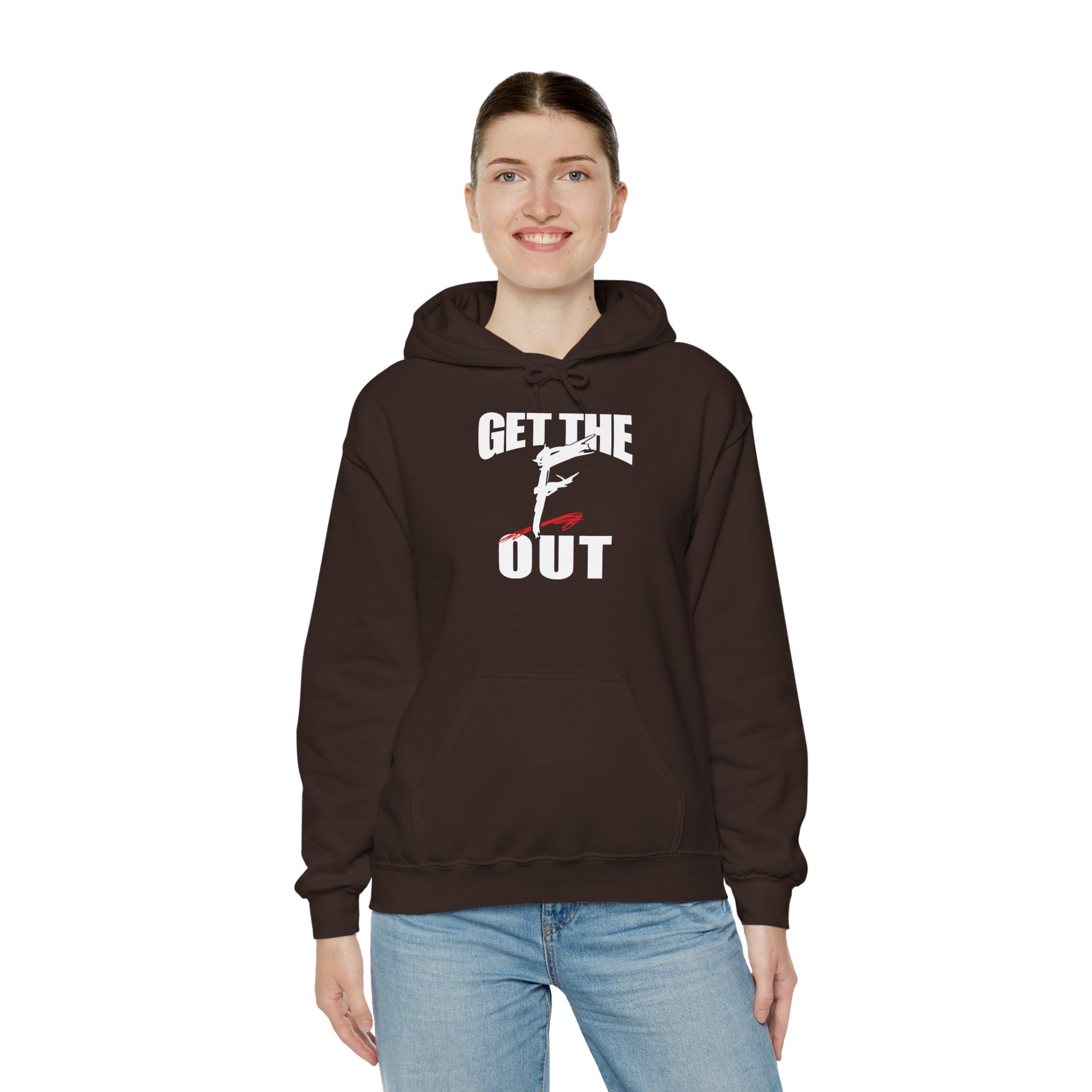 " Get The " F " Out Hoodies, Gift for Her - Gift for Him, Sports Fan Wrestling Unisex Hooded Sweatshirt, Casual Outwear