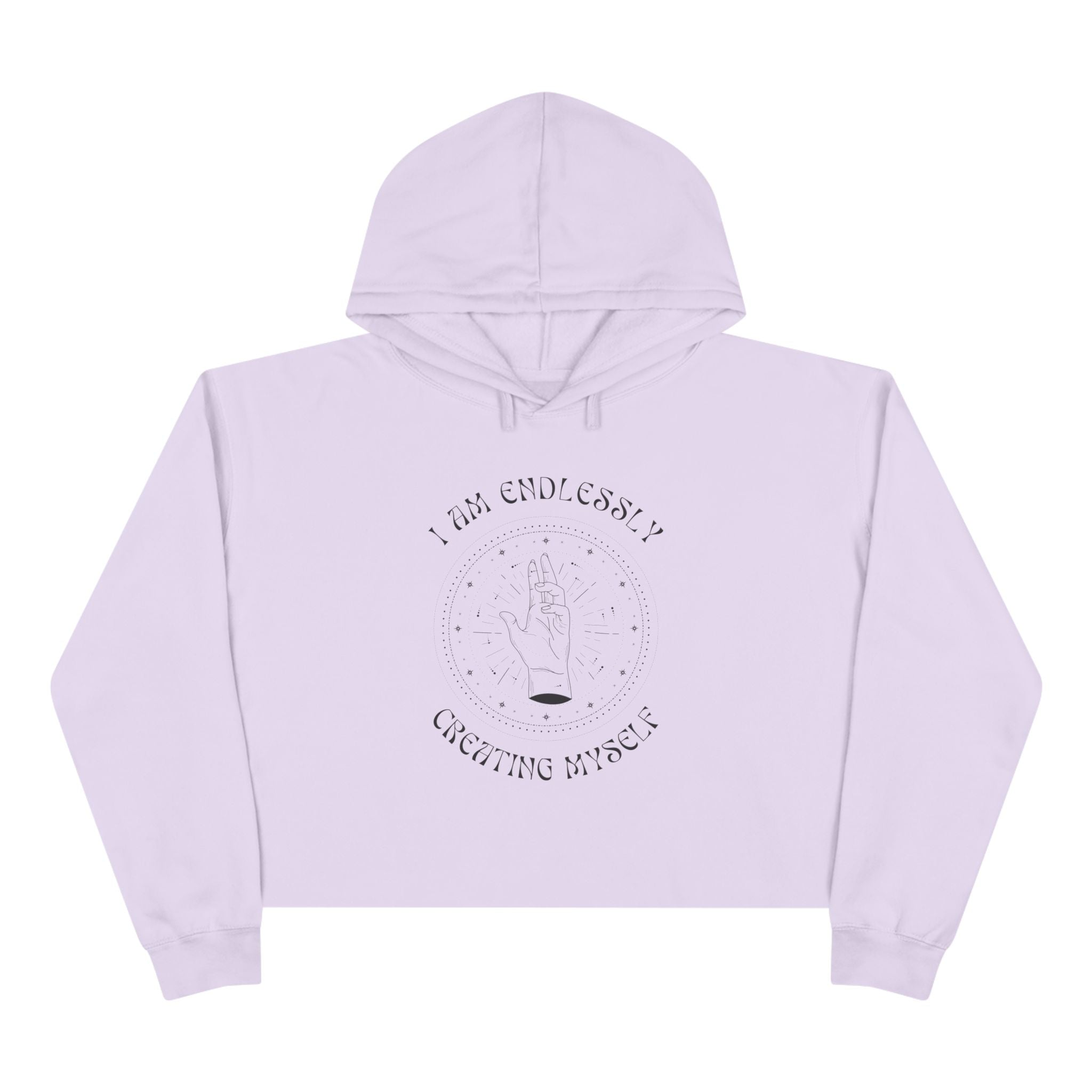 Creating Myself, Casual Hoodie, Women's Cropped Sweatshirt Fleece Pullover, Crop Hoodie for Women, Long Sleeve Crop Top, Cozy Cropped Hooded