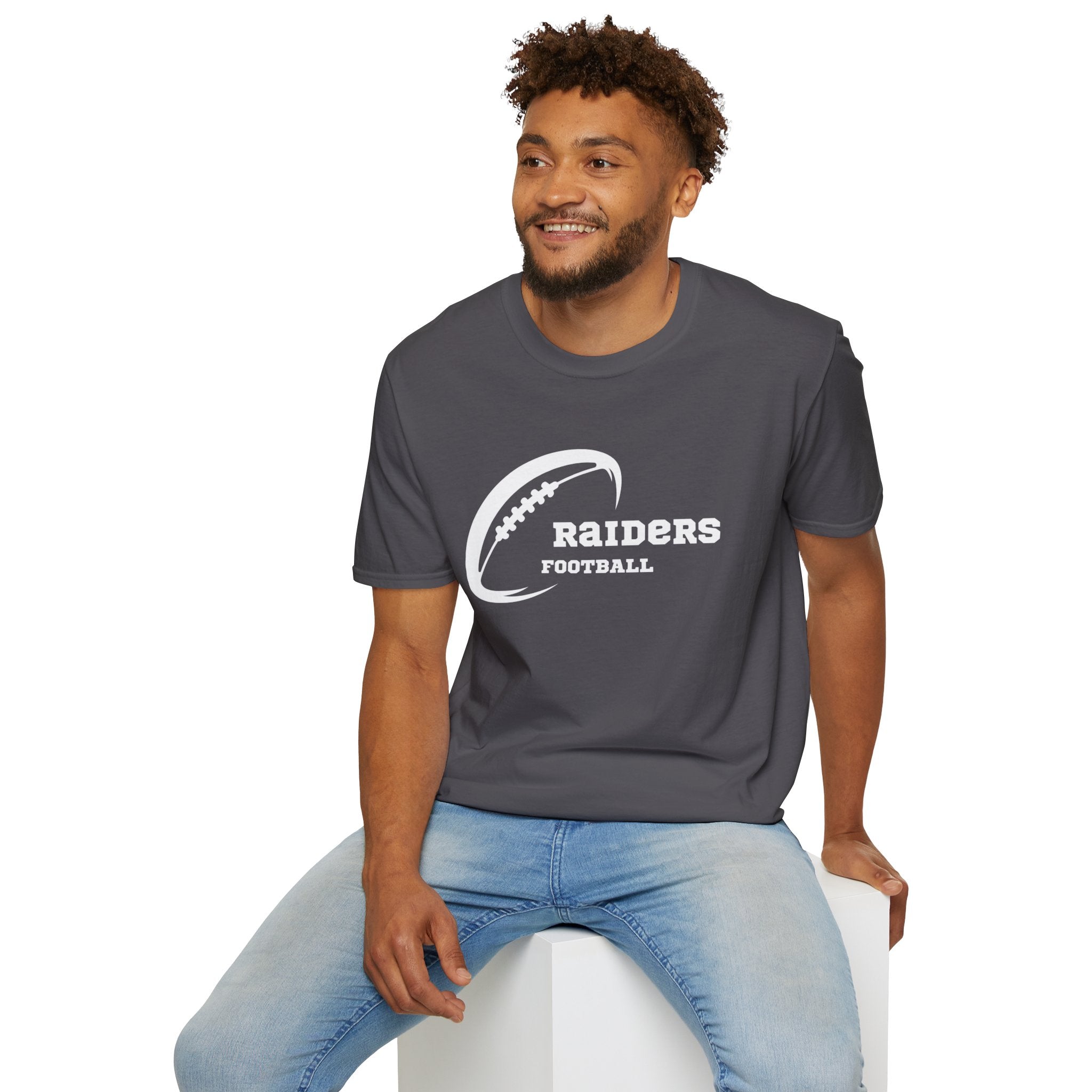 All White Raiders Fan Football Shirt, Unisex Softstyle T-Shirt, Football Fan Tee, Football Fan Gift, Sports Fan Apparel