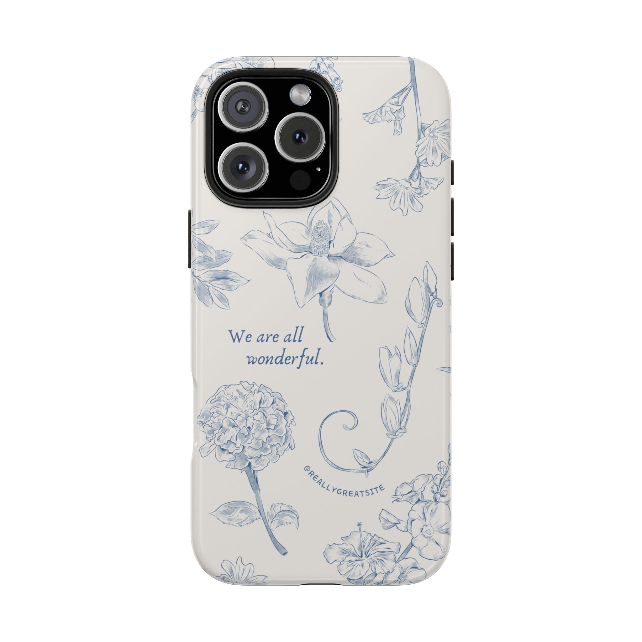 Dusty Blue Cream " We Are All Wonderfull", Elegant Phone Cases, Stylish Phone Covers, Chic Phone Protectors, Fashionable Case for Her, Trendy Smartphone Accessories