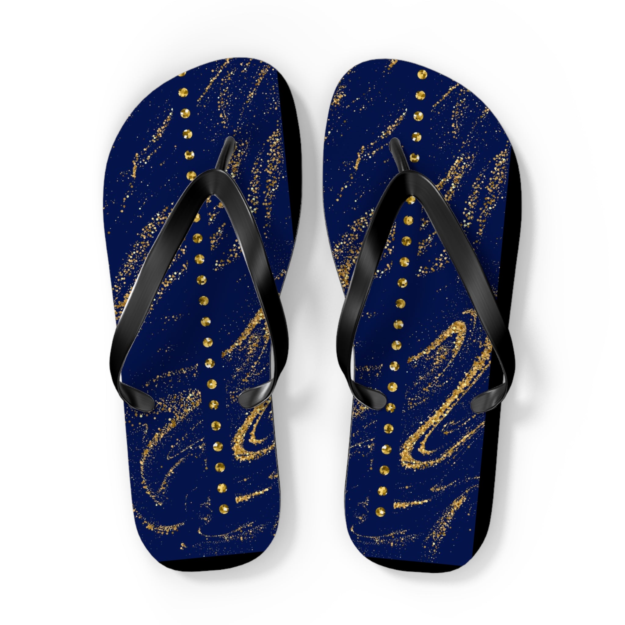 Dark Blue and Gold, Flip Flops for Women, Cute Designs, Everyday Use, Indoor Sleepers