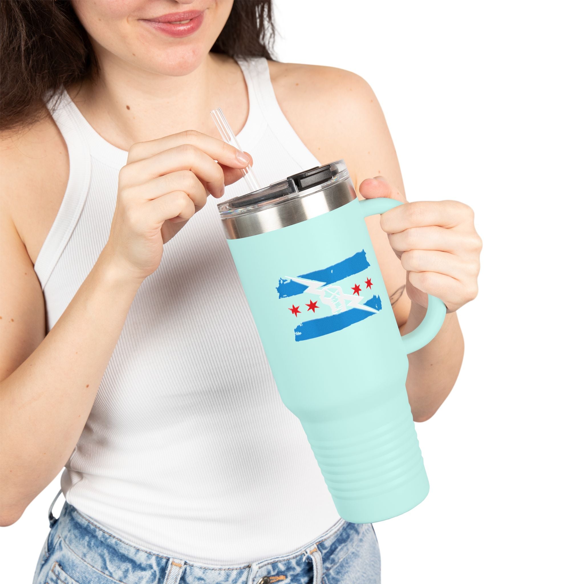 CM Punk Fag Blue-Red-White Graphic Design,  Insulated Travel Mug, Gift for Her Gift for Him - 40oz, Gift for Her, Gift for Him