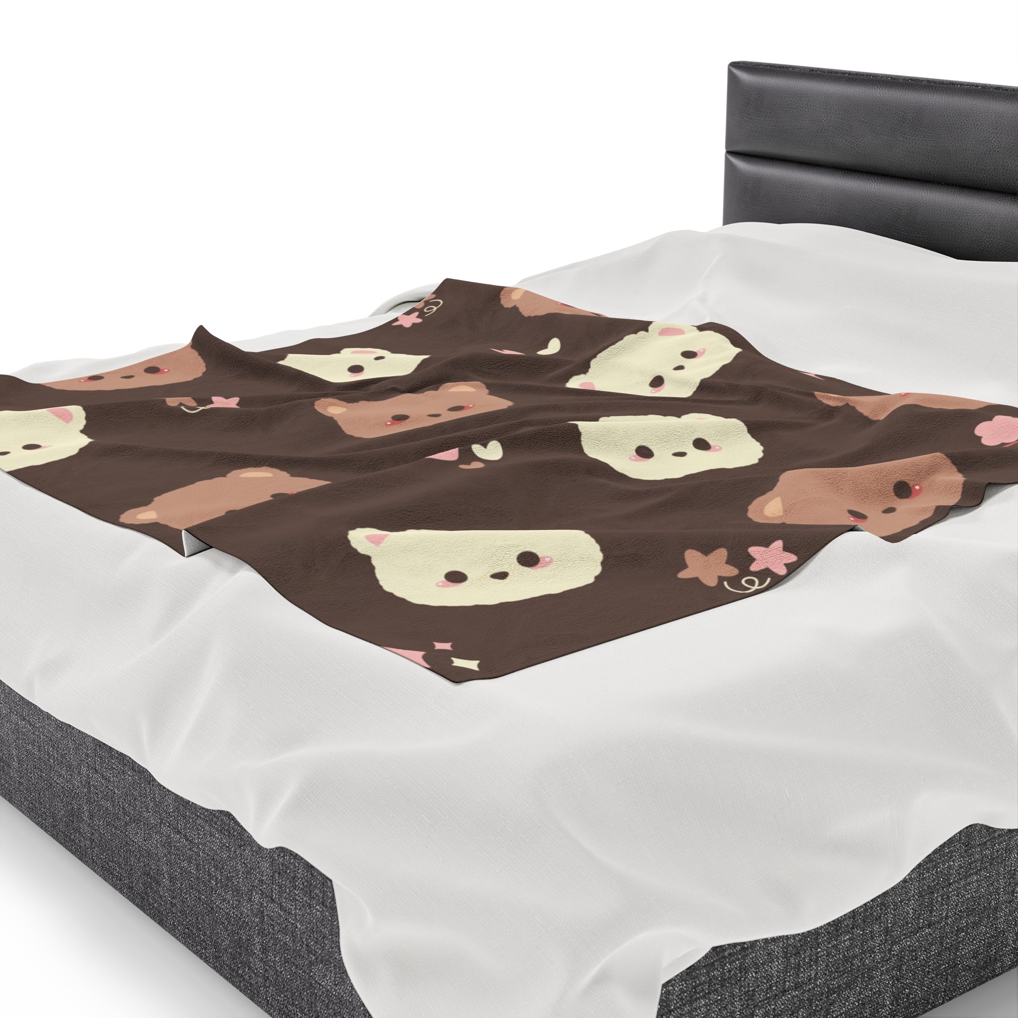 Brown Cute Bear Design Velveteen Plush Blanket, Gift for Boys and Girls, Cozy Throw Blanket, Children's Bedroom Decor, Nursery Bedding