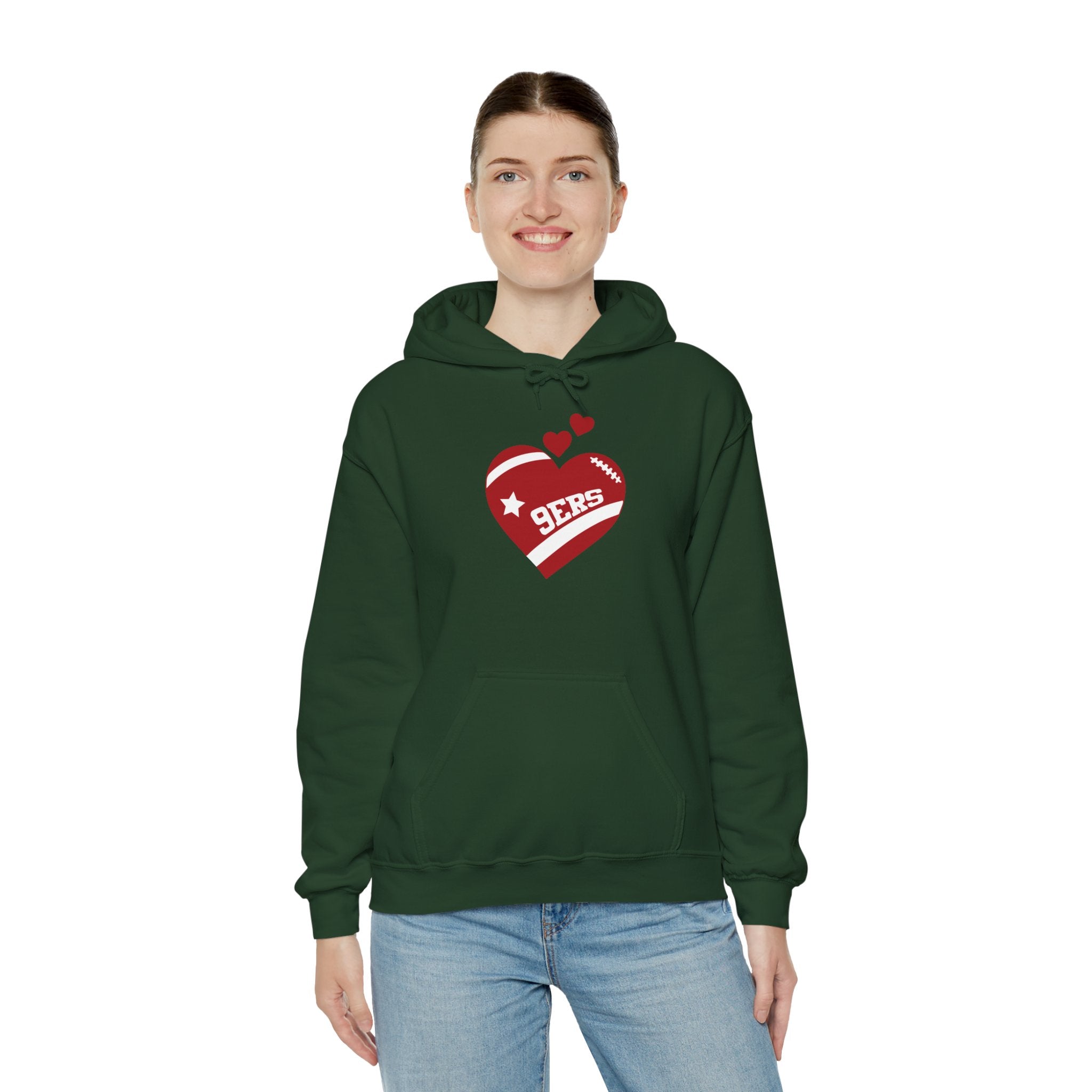 Cute Heart San Francisco Football Hoodies, SF Sports Team Sweatshirt, Football Fan Shirt, Hoodie Gift for Him-Her