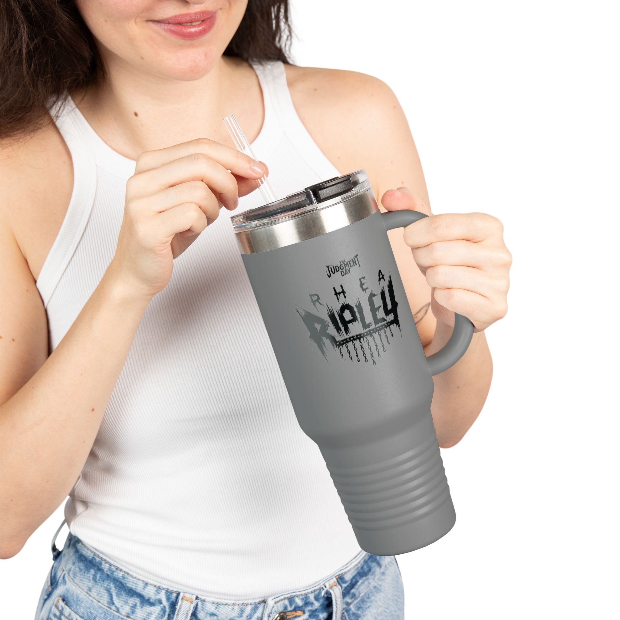 "The Judgement Day" Rhea Ripley  Black Graphic Design,  Insulated Travel Mug, Gift for Her Gift for Him - 40oz, Gift for Her, Gift for Him