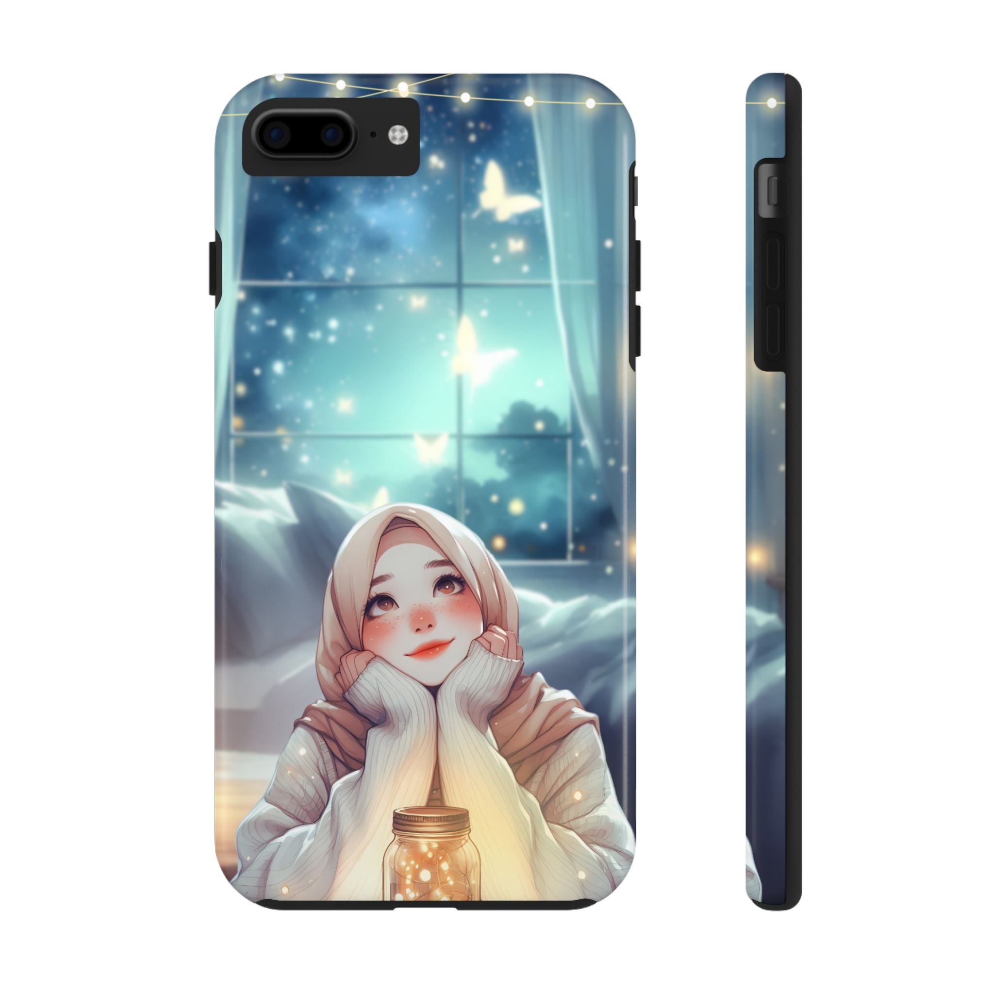 Blue White Whimsical Watercolor Hijab Woman, Elegant Phone Cases, Stylish Phone Covers, Chic Phone Protectors, Fashionable Case for Her, Trendy Smartphone Accessories