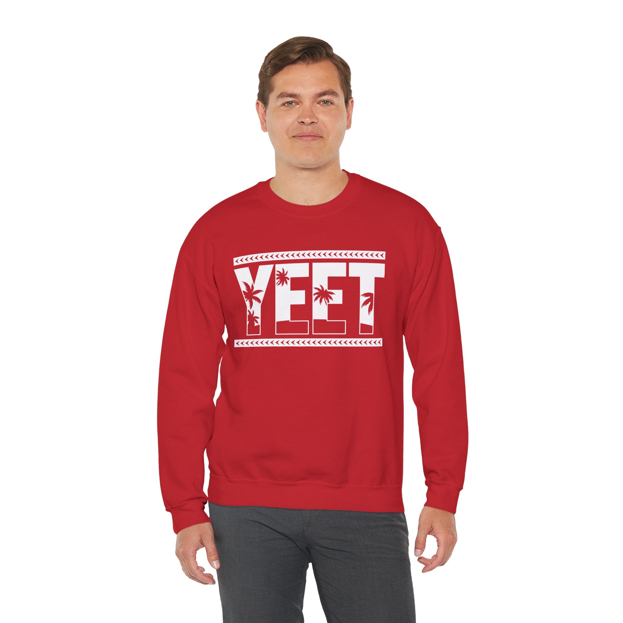 White Yeet Sweatshirt, Wrestling Fan Unisex Sweatshirt - Gift for Him or Her, Casual Outwear, Heavy Blend Crewneck Sweatshirt