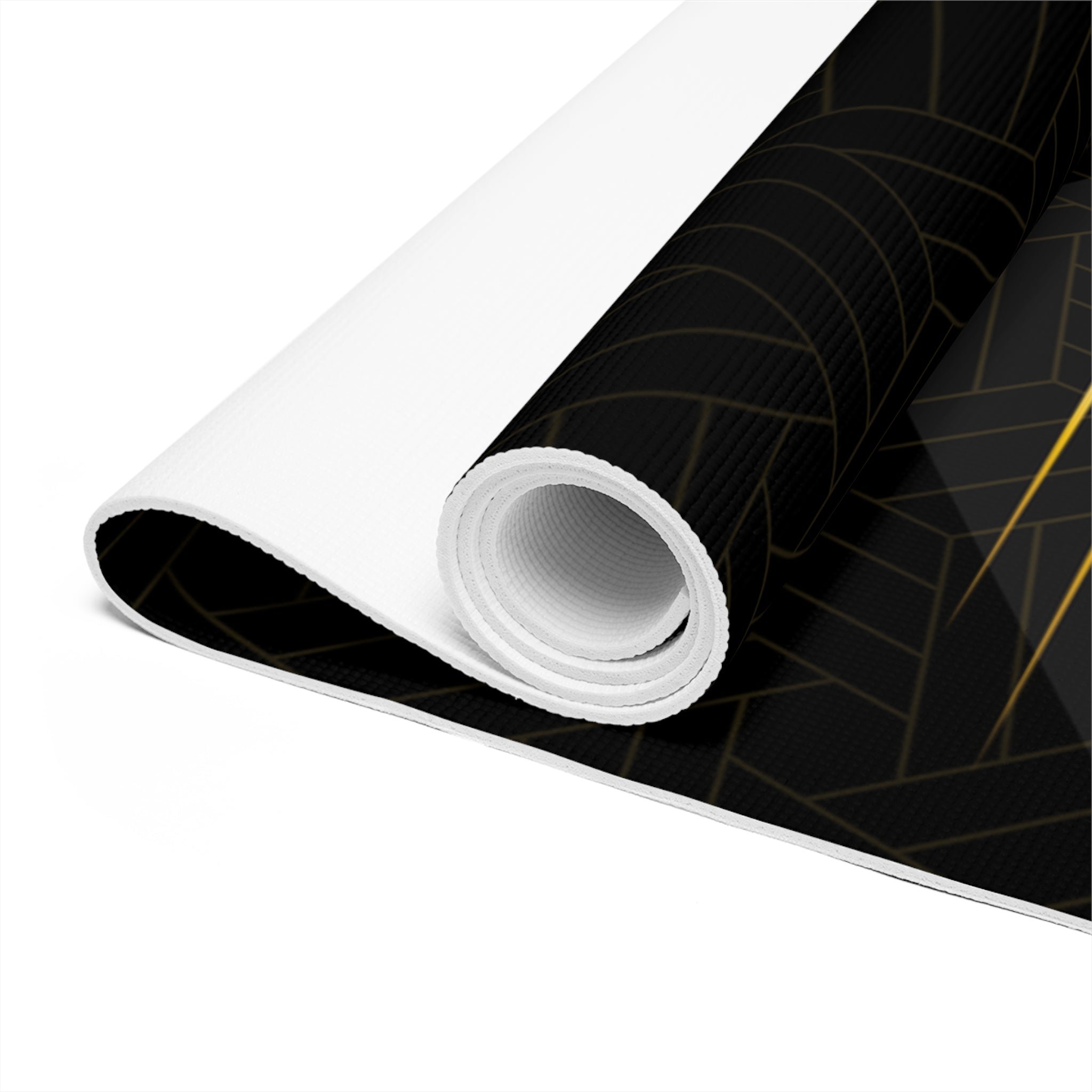 Black with Gold Foam Yoga Mat, Non Slip Workout Mat for Men Women, Thick Fitness Mat, Pilates Floor Mat, Exercise Yoga