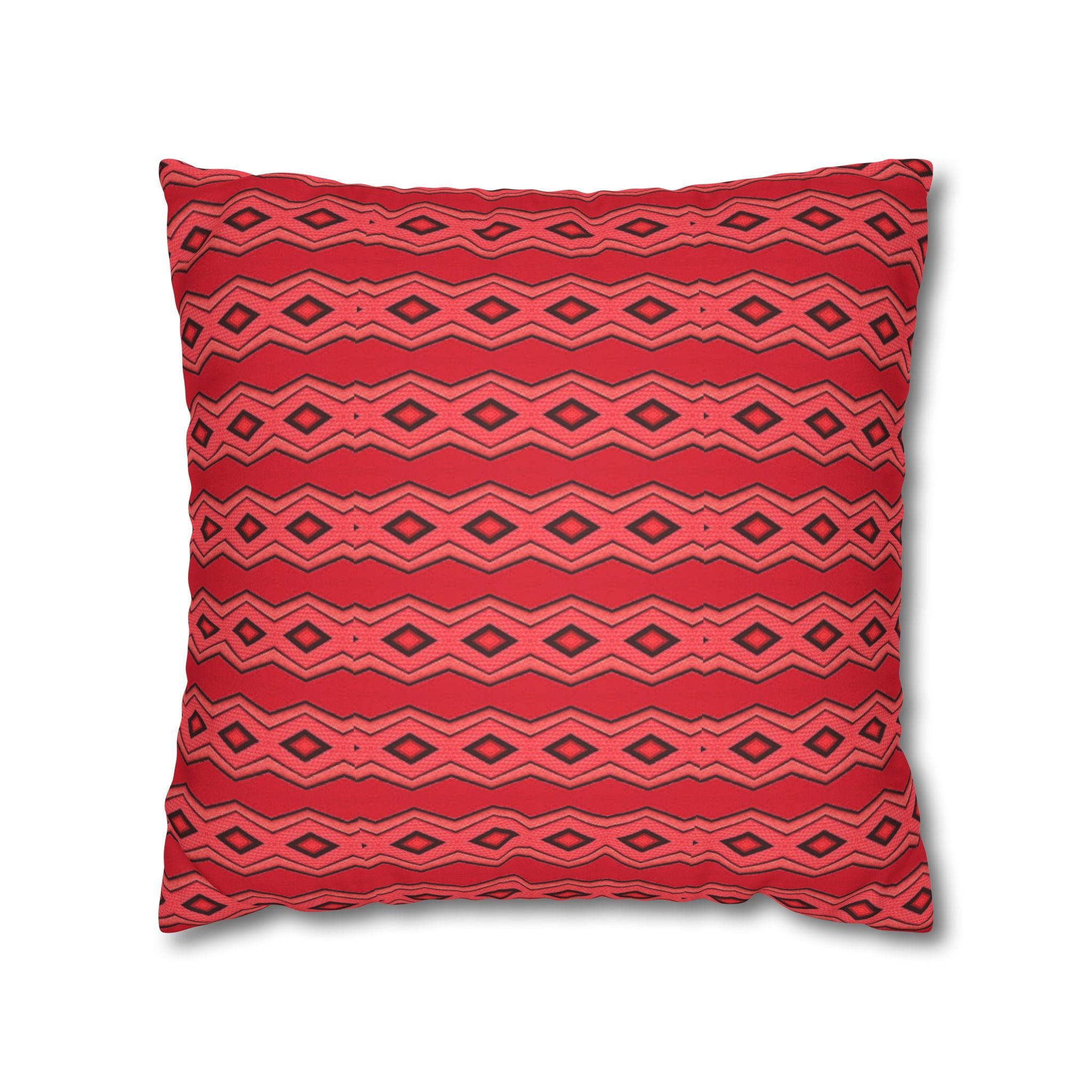 Square Pillowcase - Red Vintage Pattern - Decorative Pillows Cushion Covers for Couch Chair Bedroom Valentines Decorative, Faux Suede, Home Decor