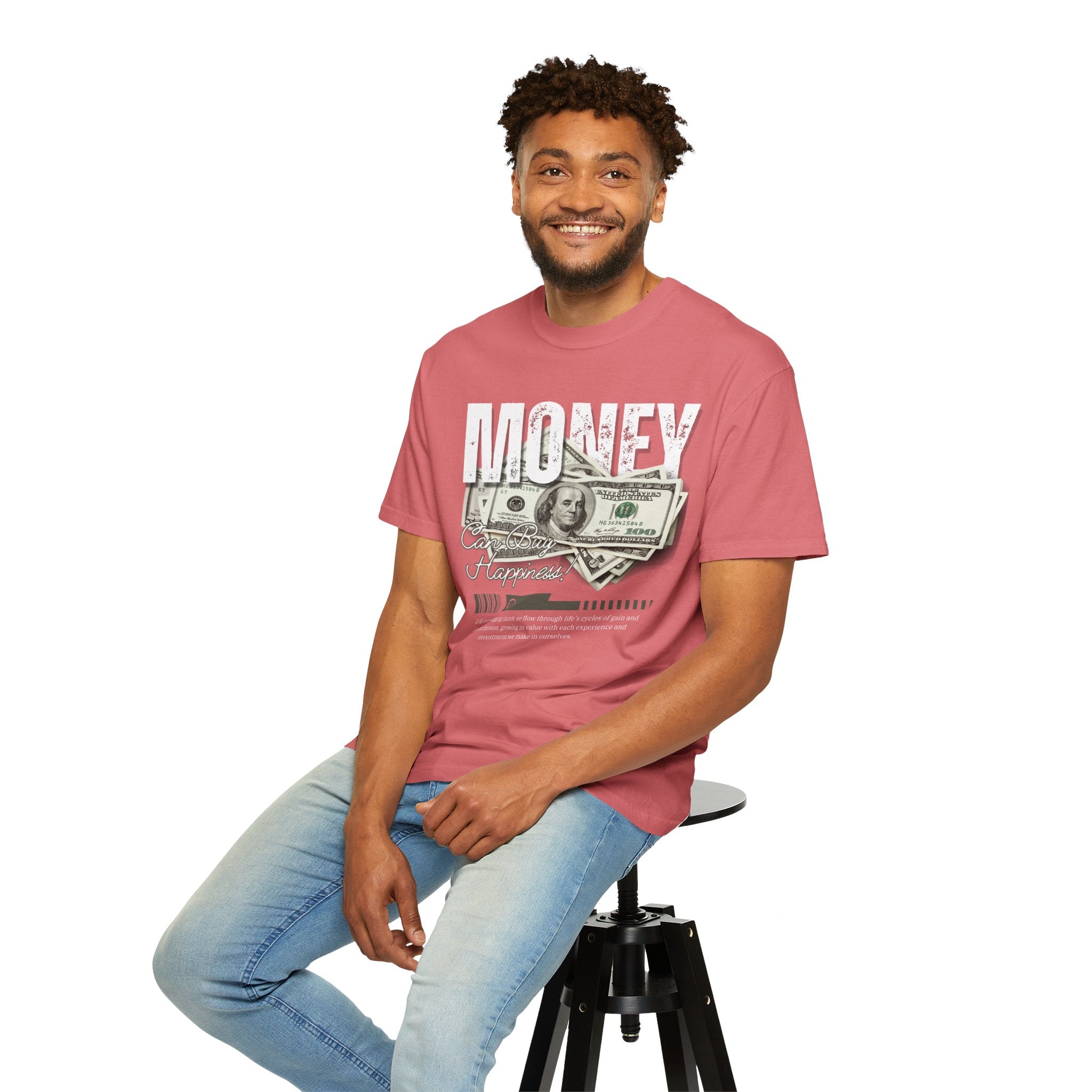 Money Can Buy Happiness, Graphic Design Unisex T-shirt, Casual Cotton Outwear, Gift for Him- Gift for Her, Stylish Tee, Cool Shirt, Trendy Apparel, Comfortable Top,