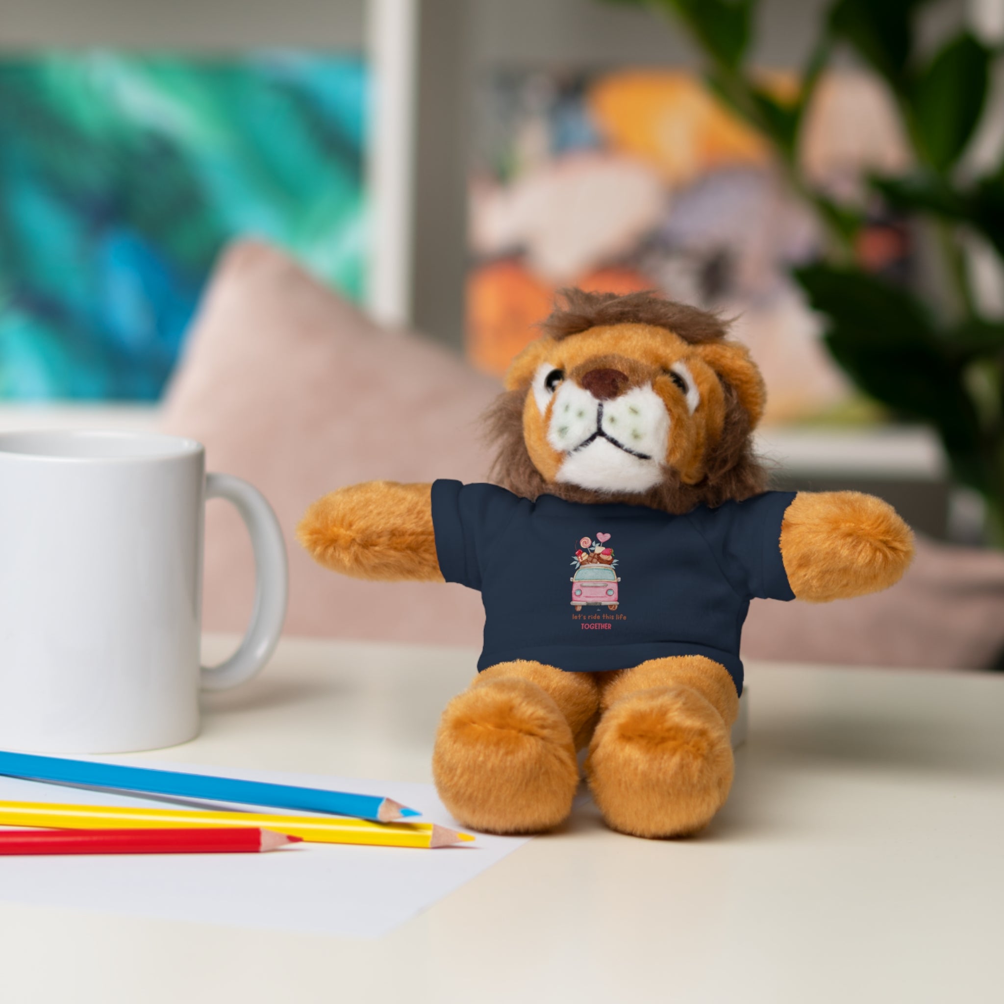 Colorful Bus with Sweet Treats Valentines Day Gifts for Her Him Kids Girlfriend Boyfriend Wife Mom Fiancée, Valentines Gifts for Women, Valentine's Day Teddy Bear, Funny Cute Stuffed Animal Plush Present for Birthday