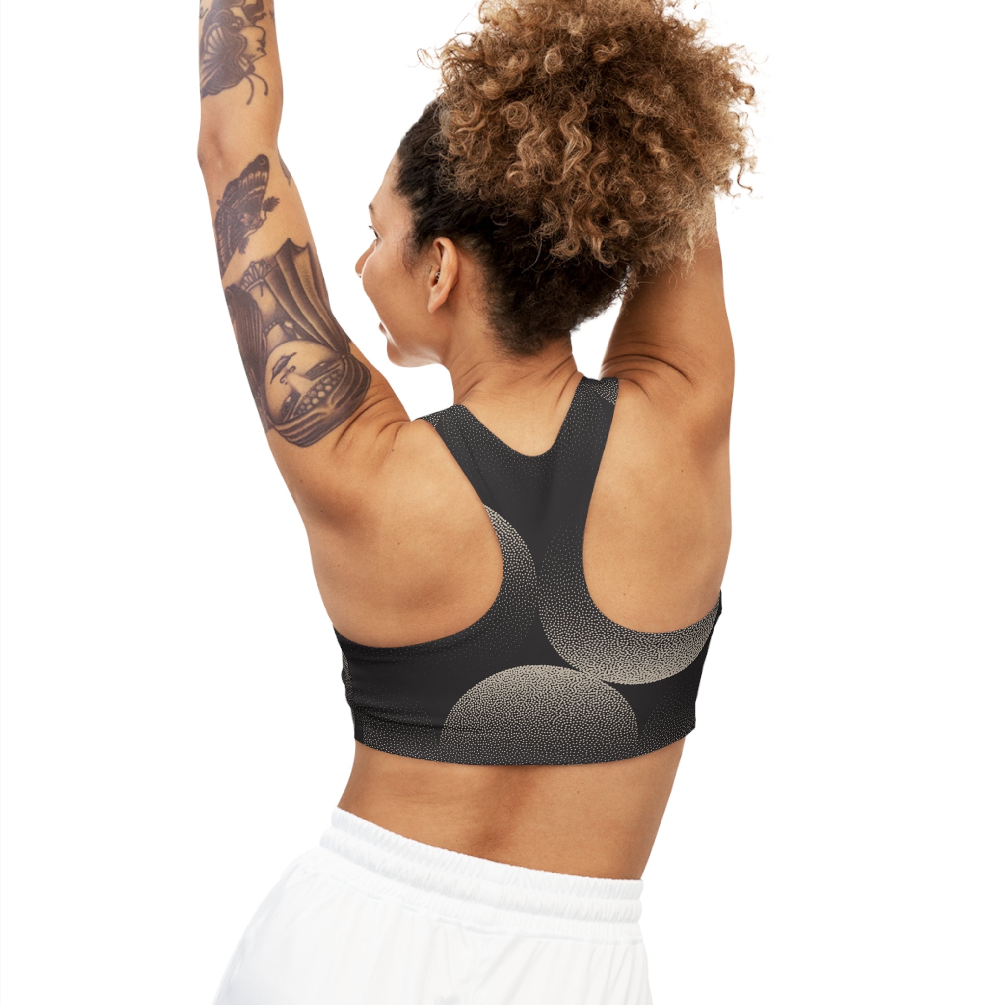 Black Seamless, Racerback Sports Bra for Women - High Impact Workout Crop Tank Top