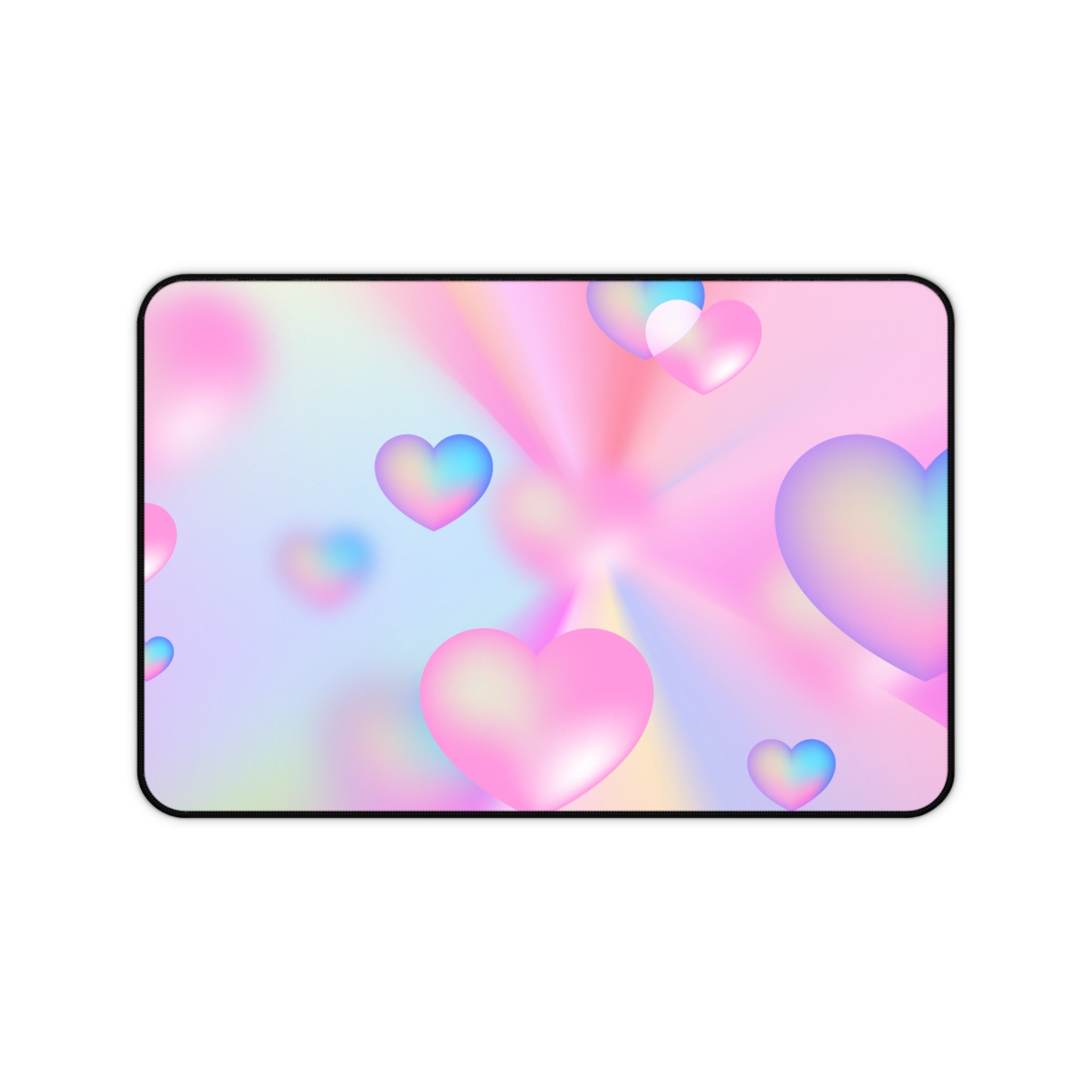 Pink and Blue Gradient Love Hearts Pattern, Valentines Gift, Mouse Pad, Desk Matt for Desktop, Cute Desk Pad Mat, XXL Large Mouse Pad for Desk, Anti-Slip Big Mousepad with Stitched Edges, Keyboard Pad Mouse Mat for Computer