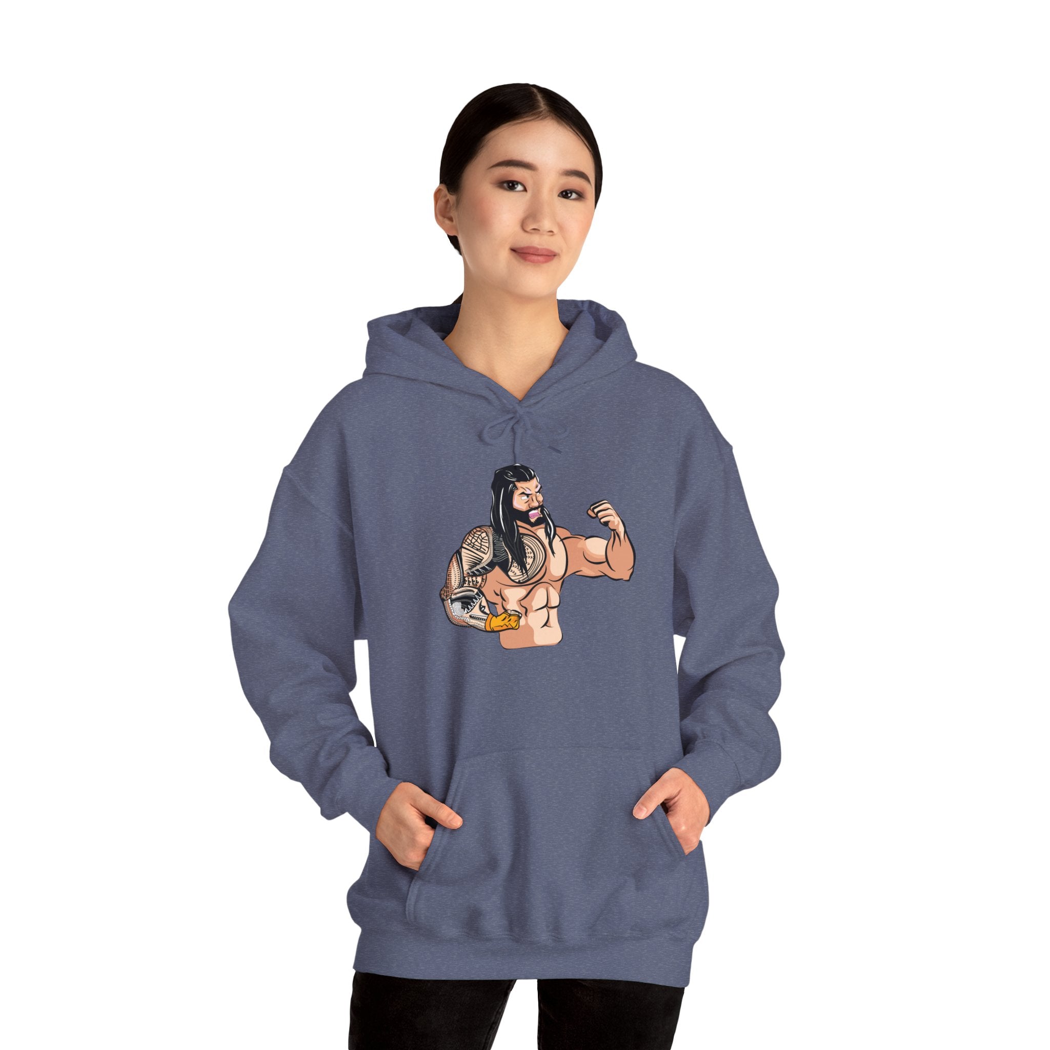 Roman Reigns Cartoon Design Hoodies, Gift for Her - Gift for Him, Sports Fan Wrestling Unisex Hooded Sweatshirt, Casual Outwear