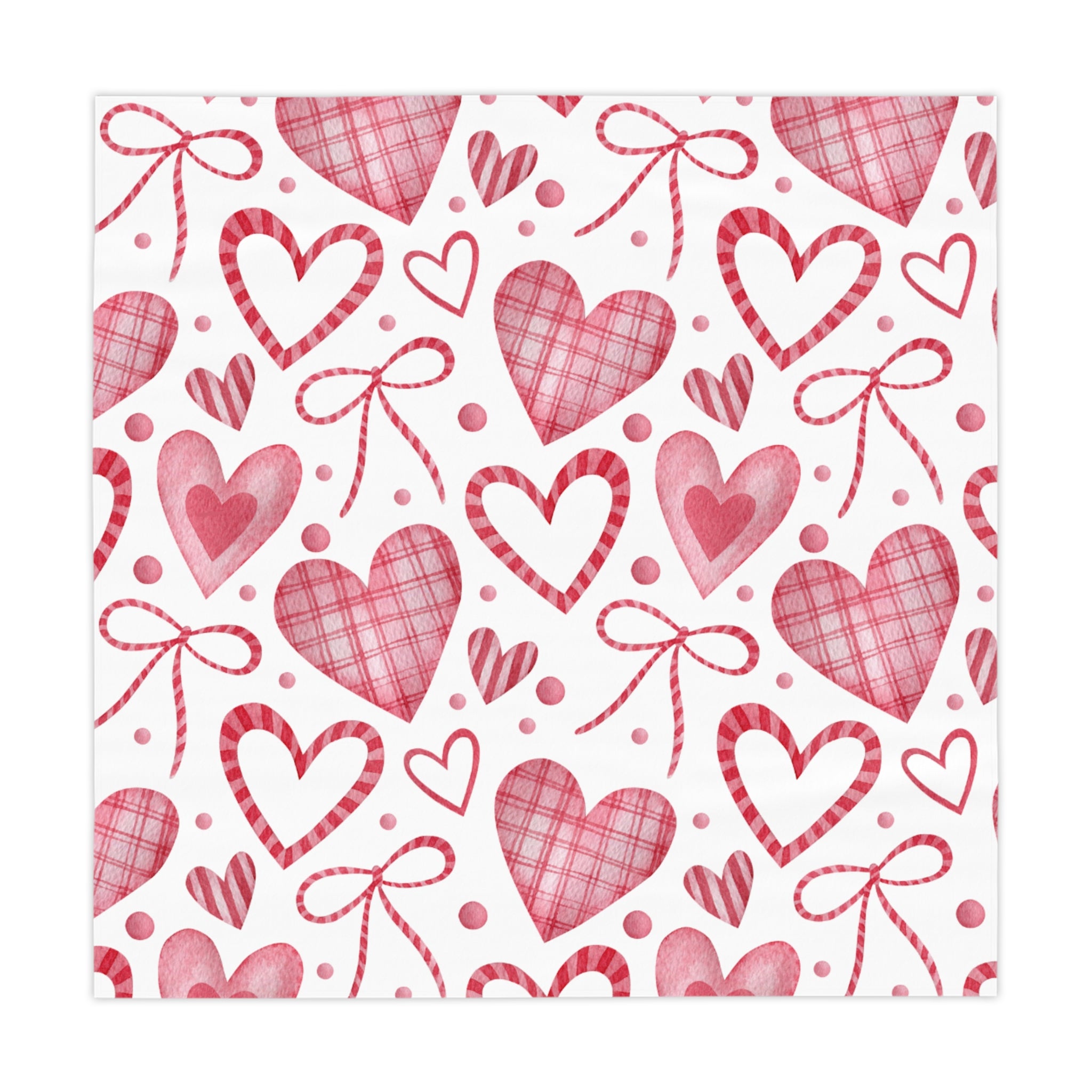 Pink And Red Hearts Valentine's Day Tablecloth, Romantic Table Cover, Washable Tablecloth for Party, Picnic, Dinner Date Decor, Valentines Day