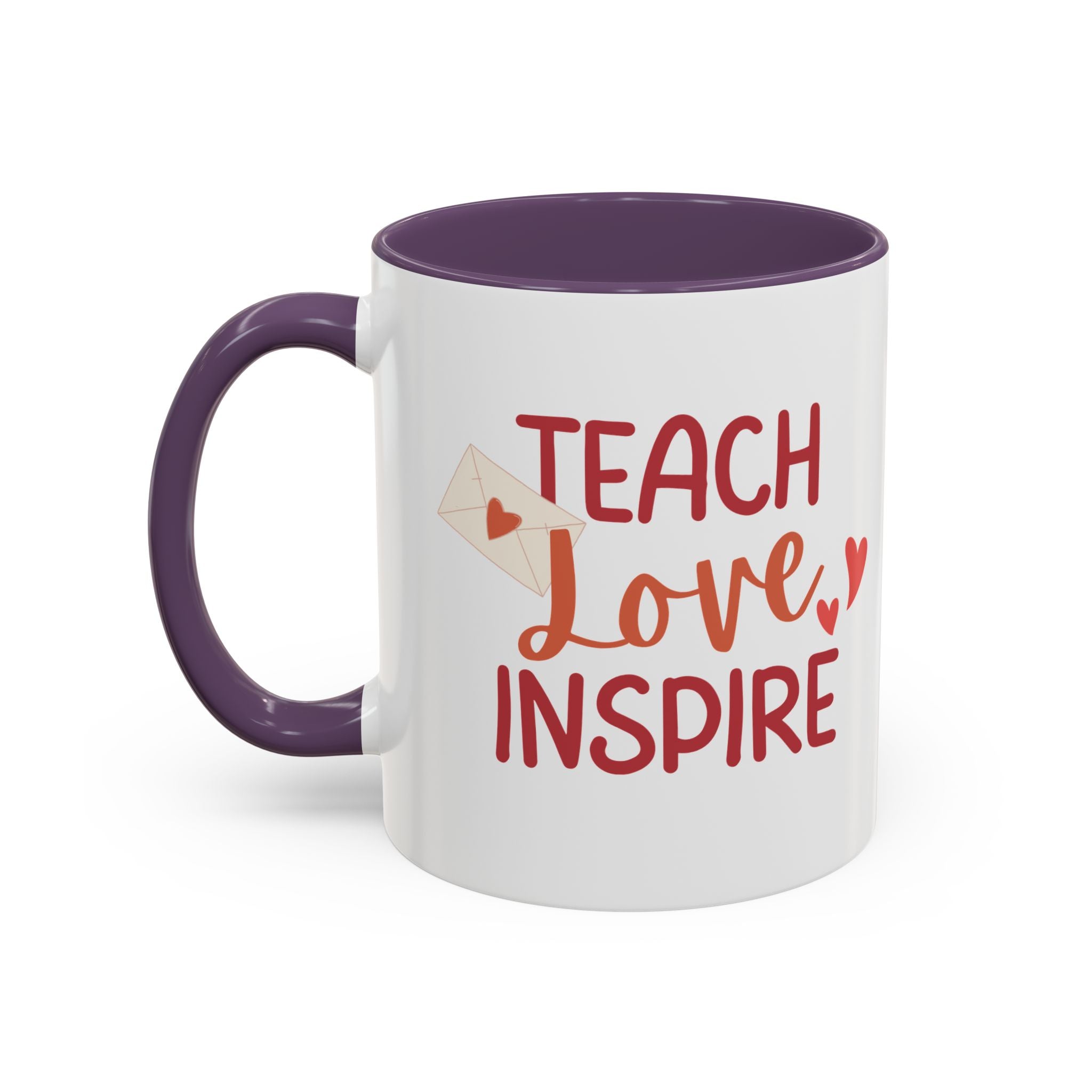 Teach, Love, Inspire Valentine's Design,  Holiday Drinkware, Valentines, Christmas Birthday Gifts for Teachers, Coffee Mug for Teacher Valentines Day,