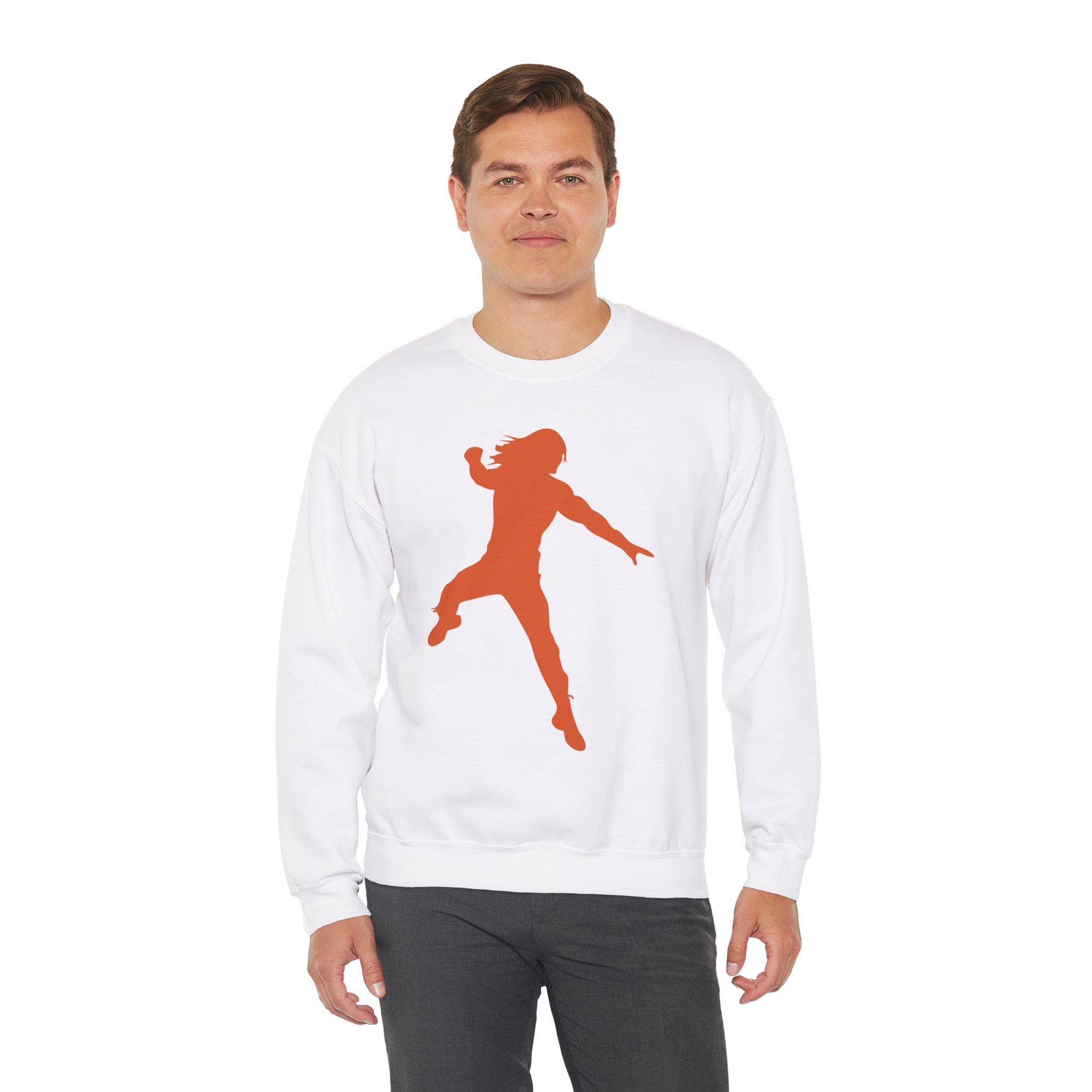 Roman Reigns Orange Design, Wrestling Fan Unisex Sweatshirt - Gift for Him or Her, Casual Outwear, Graphic Design, Heavy Blend Crewneck Sweatshirt