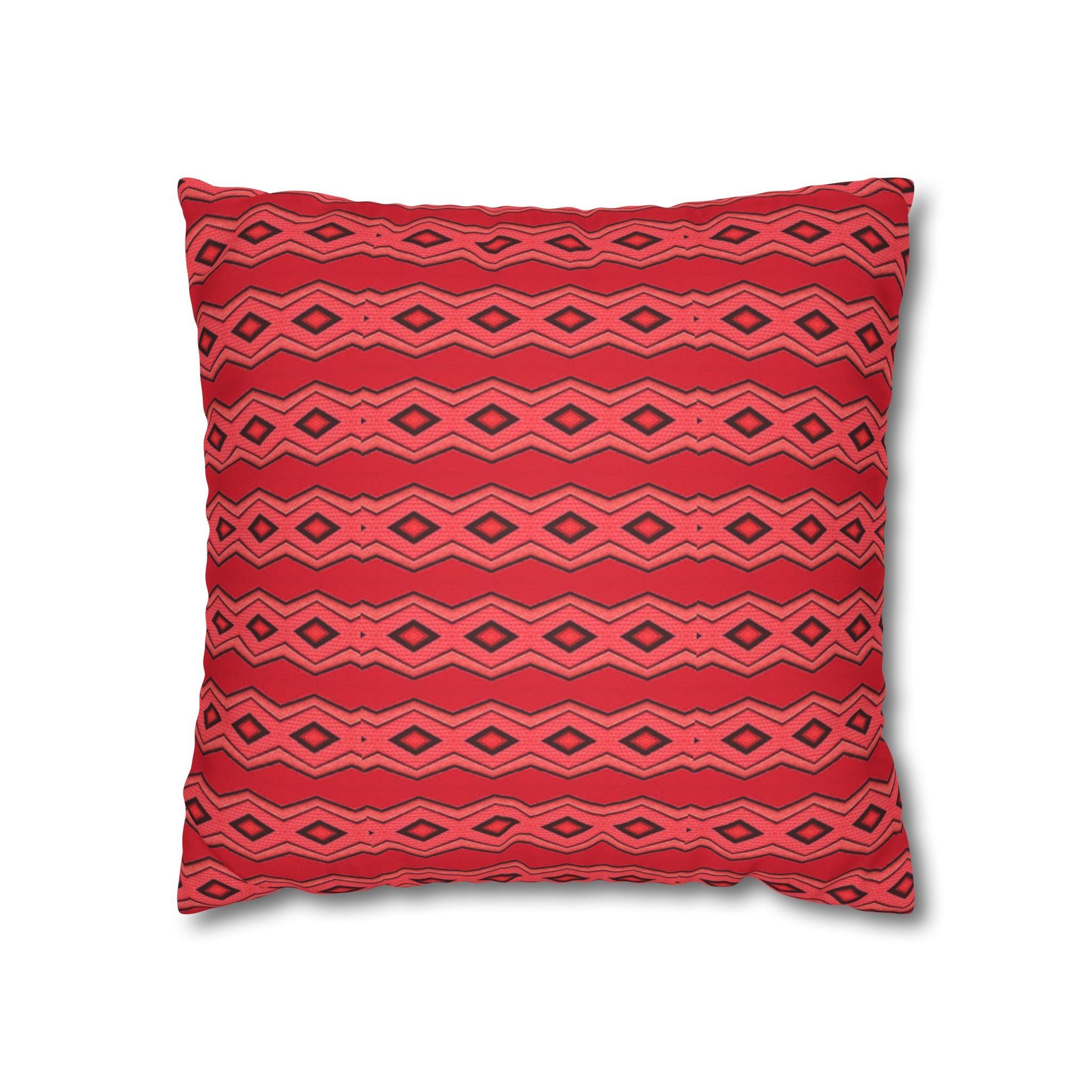 Square Pillowcase - Red Vintage Pattern - Decorative Pillows Cushion Covers for Couch Chair Bedroom Valentines Decorative, Faux Suede, Home Decor