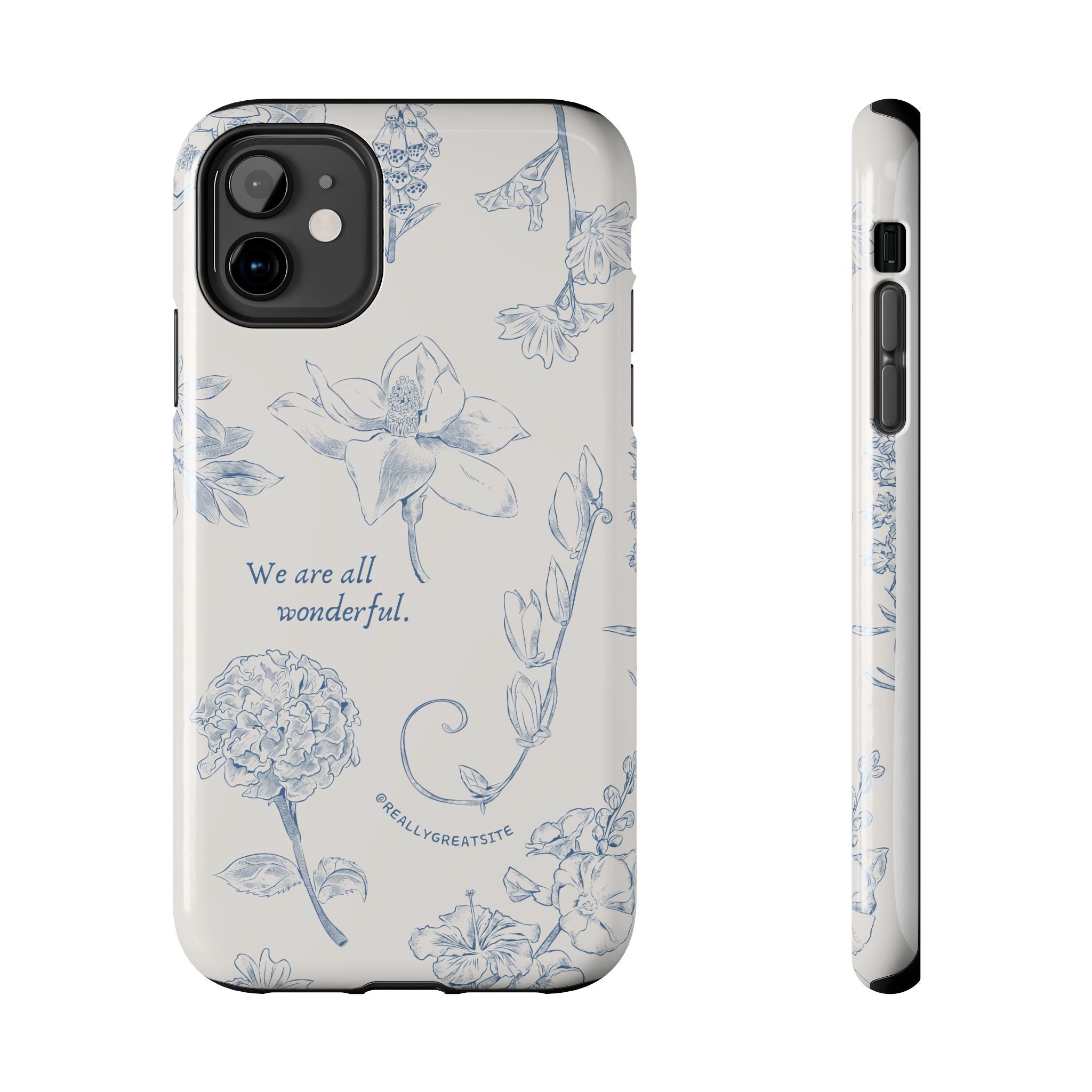 Dusty Blue Cream " We Are All Wonderfull", Elegant Phone Cases, Stylish Phone Covers, Chic Phone Protectors, Fashionable Case for Her, Trendy Smartphone Accessories