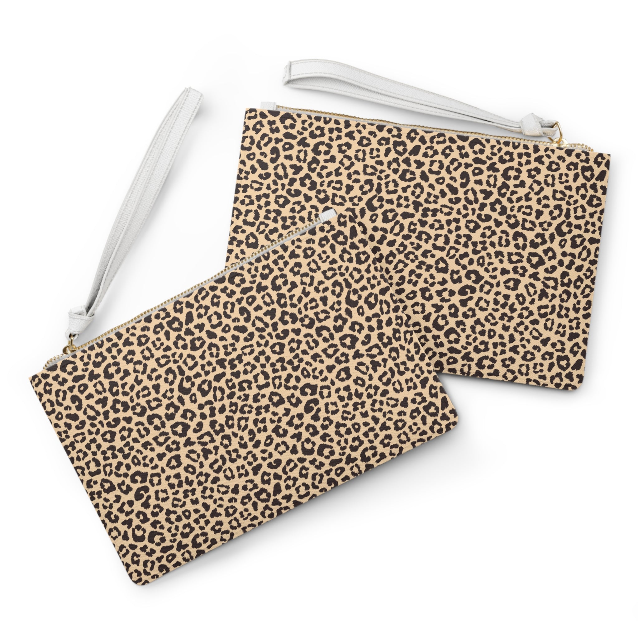 Beige Leopard Print Clutch Bag - Valentines Gift, Cute Design,  Women Wallet Wristlet Clutch, Purses for Women Wristlet, Handbags Small Wallet Purses, Ladies Gifts