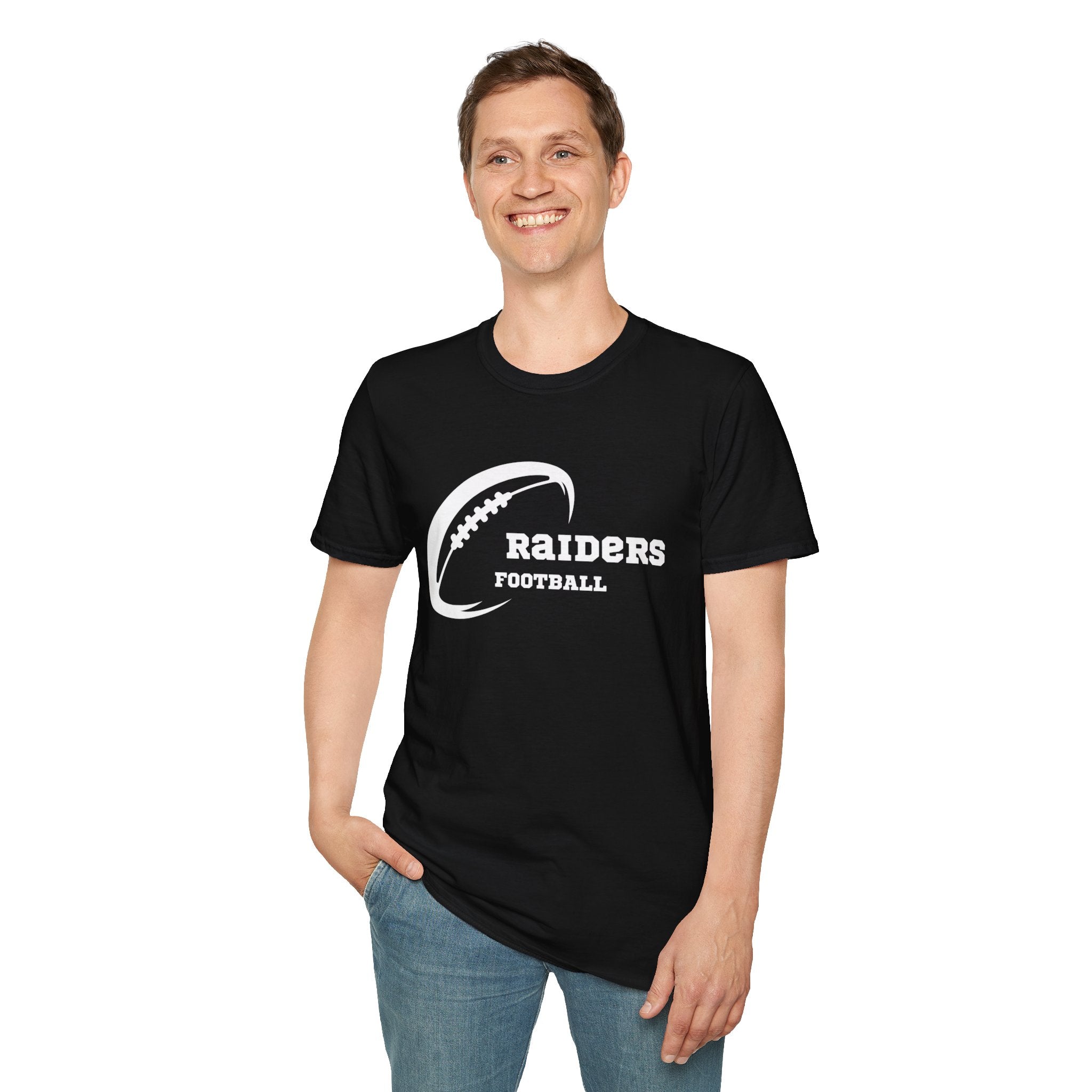 All White Raiders Fan Football Shirt, Unisex Softstyle T-Shirt, Football Fan Tee, Football Fan Gift, Sports Fan Apparel