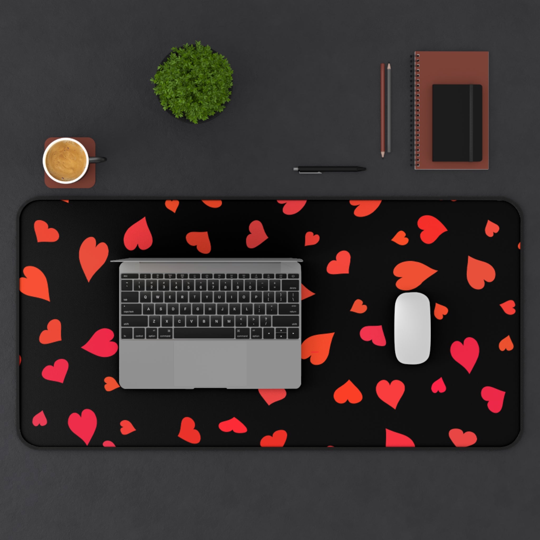 Heart, Valentines Gift, Mouse Pad, Desk Matt for Desktop, Cute Desk Pad Mat, XXL Large Mouse Pad for Desk, Anti-Slip Big Mousepad with Stitched Edges, Keyboard Pad Mouse Mat for Computer