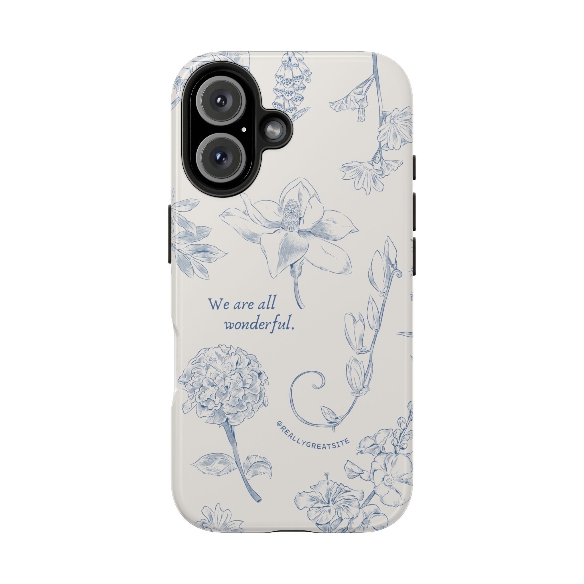 Dusty Blue Cream " We Are All Wonderfull", Elegant Phone Cases, Stylish Phone Covers, Chic Phone Protectors, Fashionable Case for Her, Trendy Smartphone Accessories