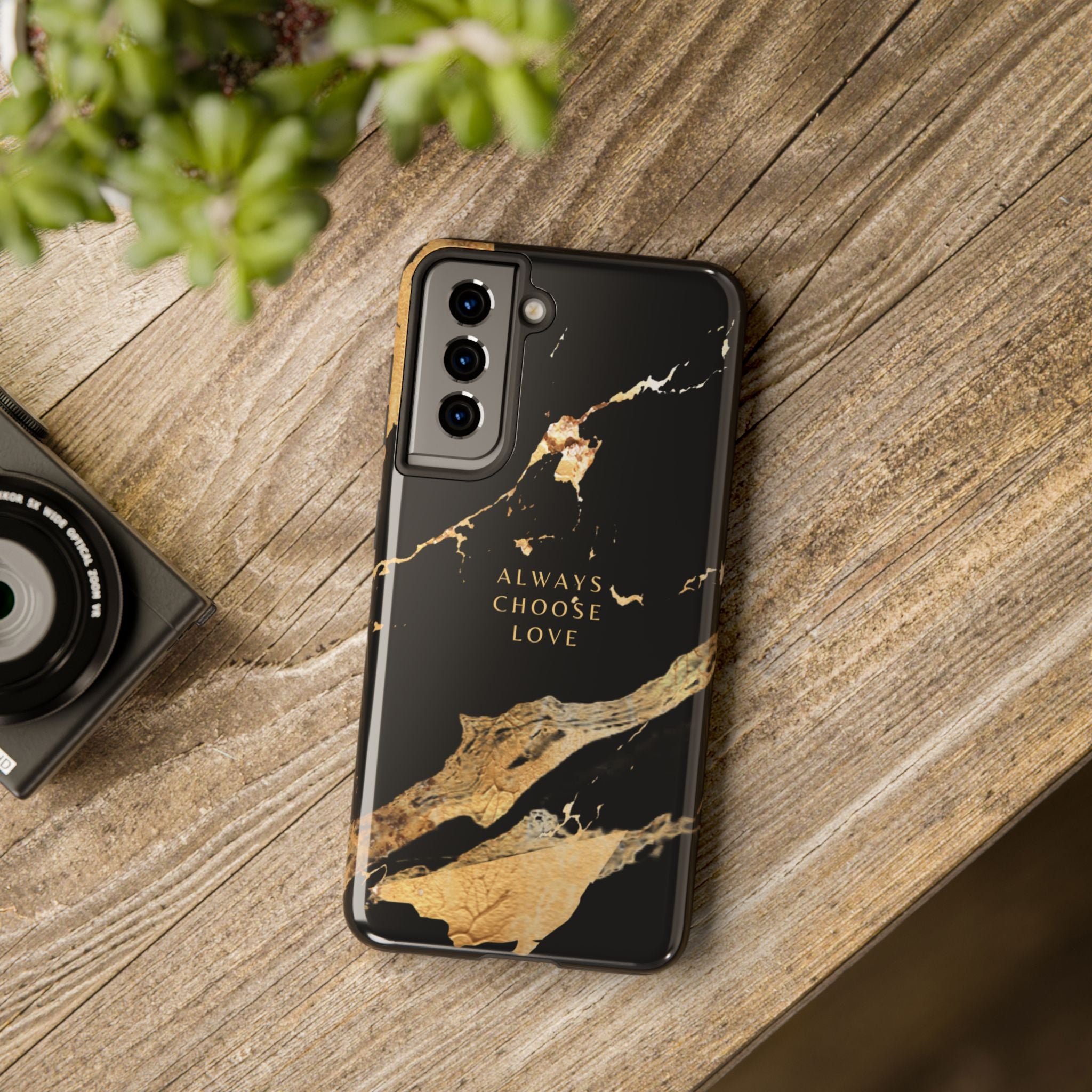 Black Gold Always Choose Love, Elegant Phone Cases, Stylish Phone Covers, Chic Phone Protectors, Fashionable Case for Her, Trendy Smartphone Accessories