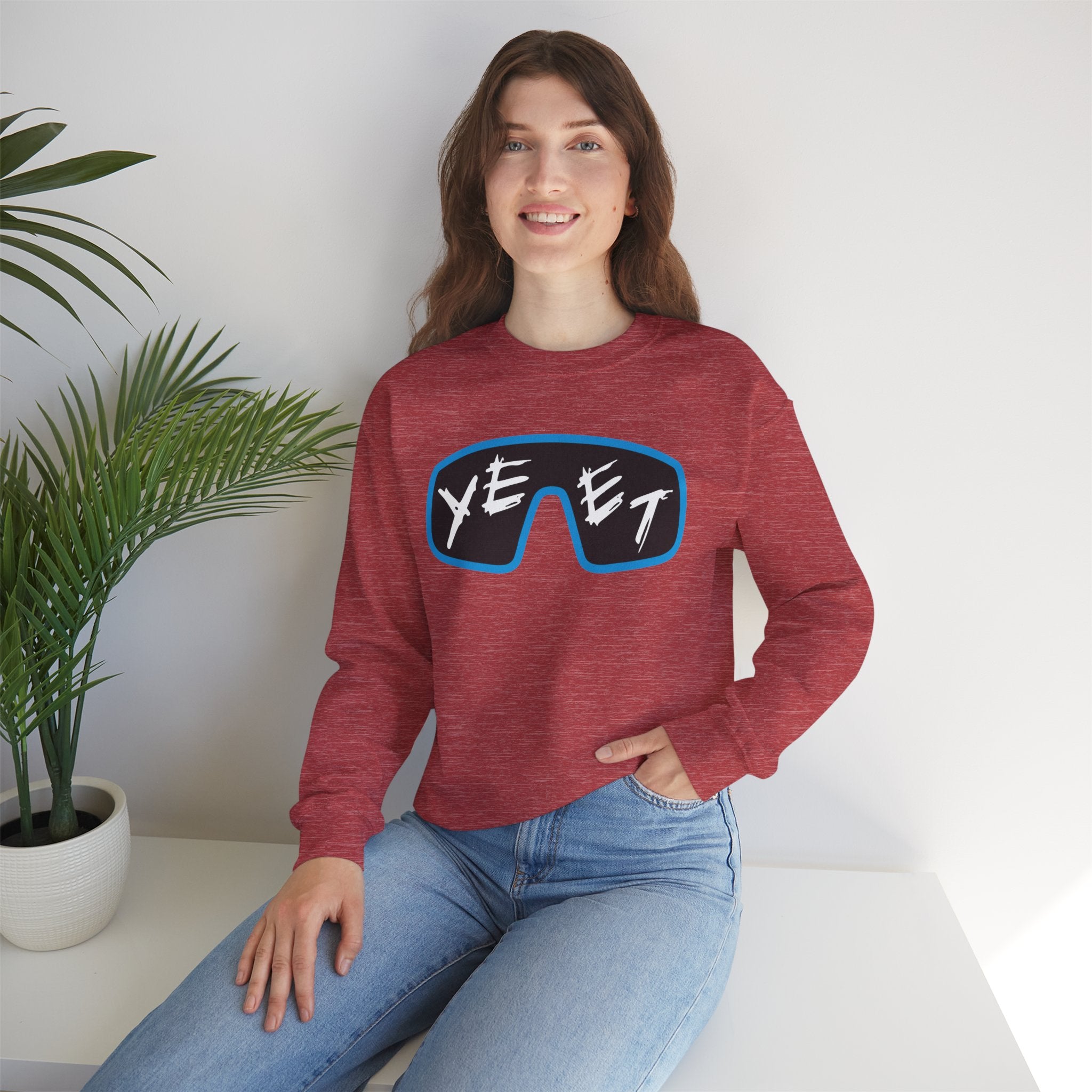 Yeet Glasses Sweatshirt, Wrestling Fan Unisex Sweatshirt - Gift for Him or Her, Casual Outwear, Heavy Blend Crewneck Sweatshirt