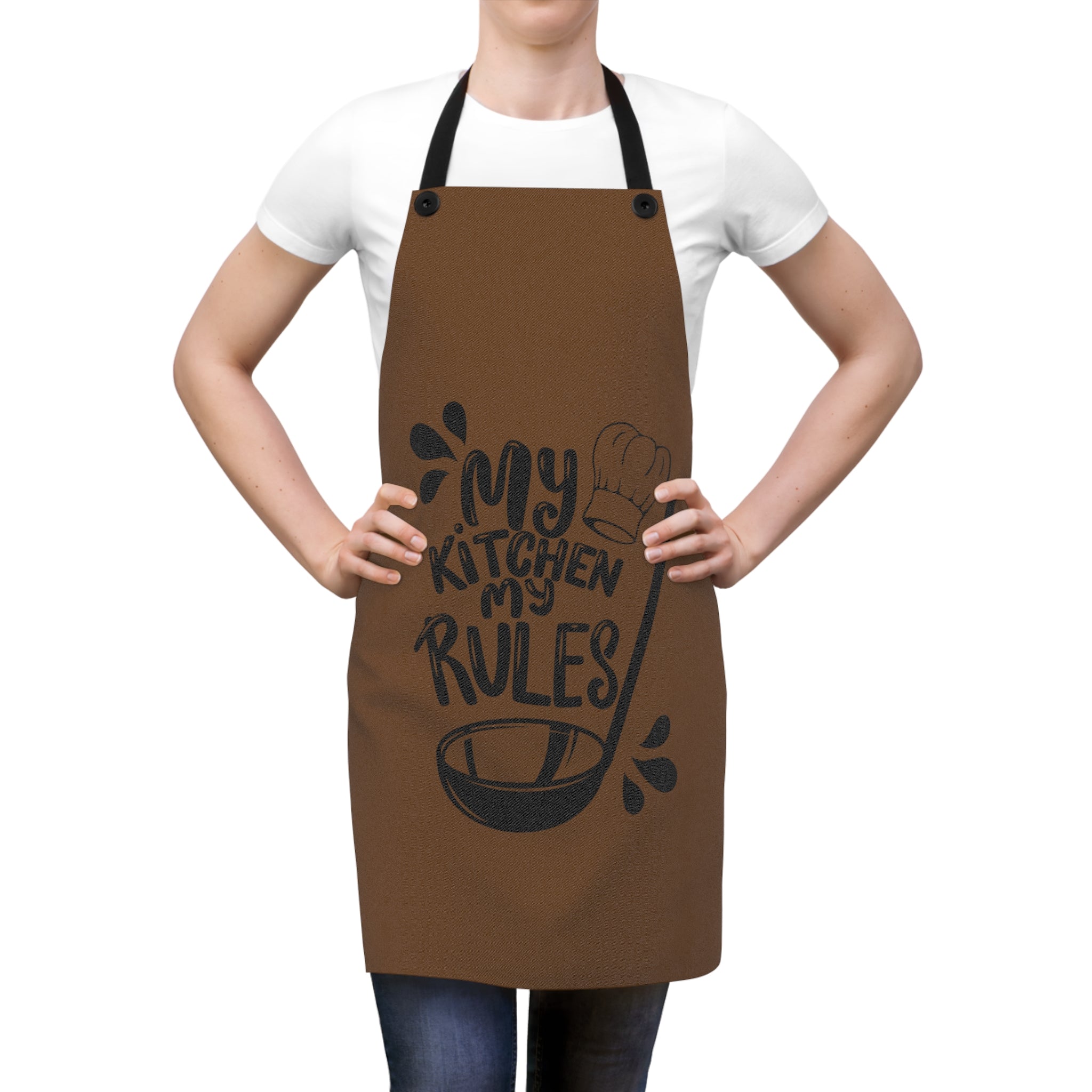 Brown "My Kitchen My Rules", Unisex Apron, Apron for Her, Apron for Him, Food Lover, Kitchen Accessories