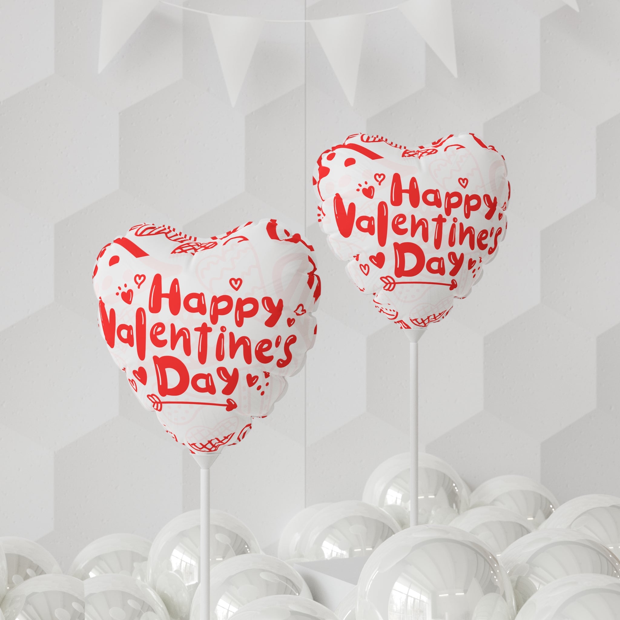 Happy  Valentine's Day- Red-White- Balloons, Romantic Heart-Shaped Decorations and Words, Love Party Supplies, Anniversary Celebration
