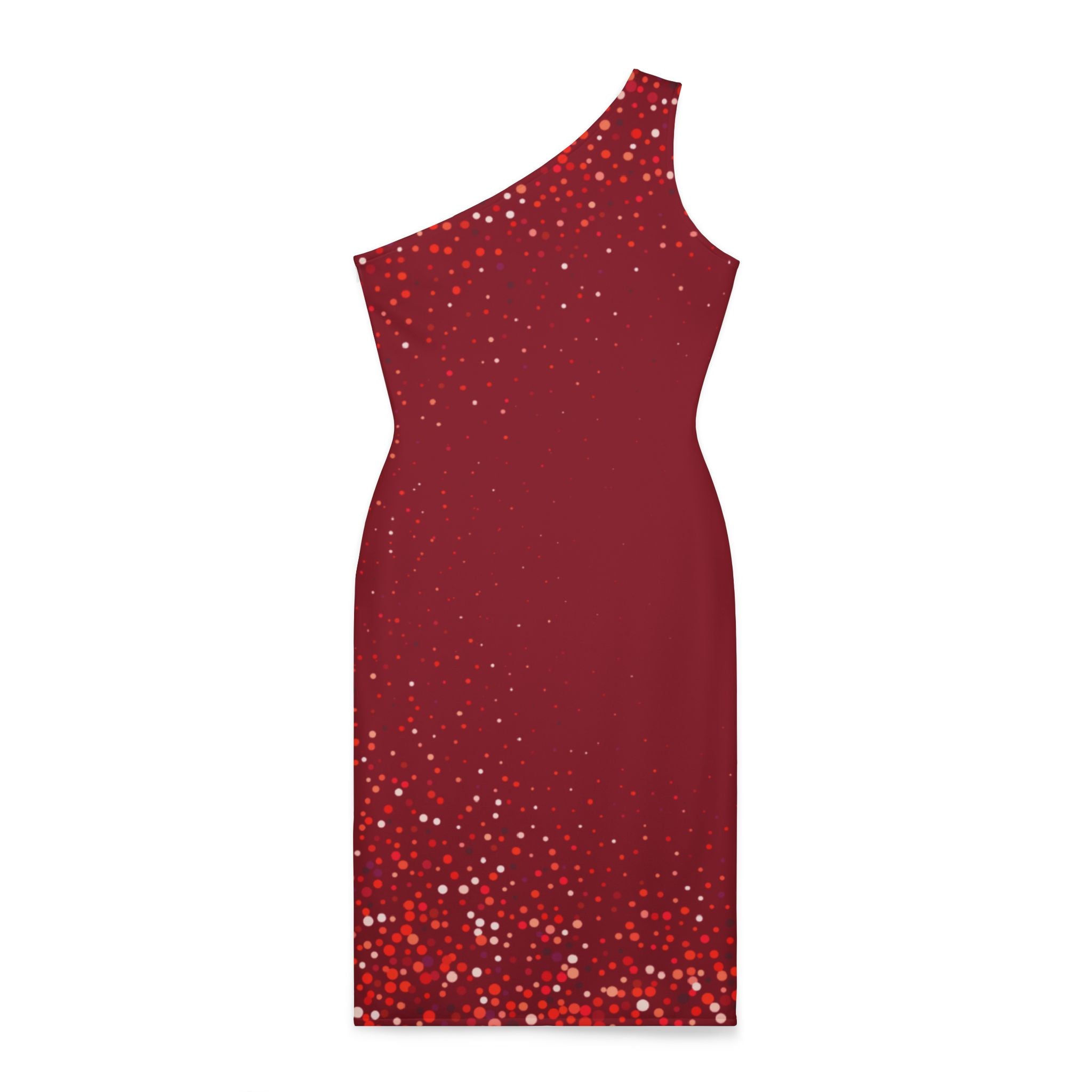 Red and Glitter Sexy Elegant One Shoulder Dress, Bodycon Party Cocktail Dress, Valentines, Birthday Outfit, Sleeveless Dress