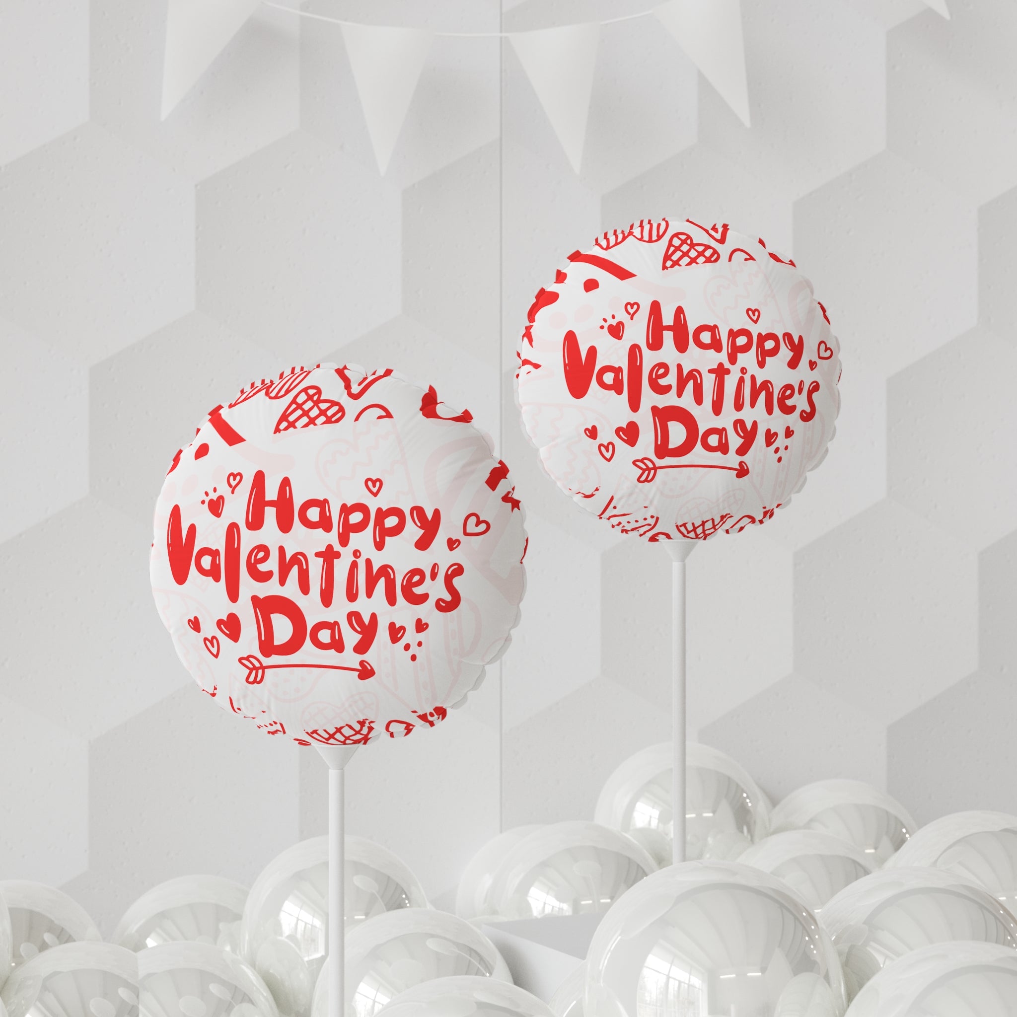 Happy  Valentine's Day- Red-White- Balloons, Romantic Heart-Shaped Decorations and Words, Love Party Supplies, Anniversary Celebration