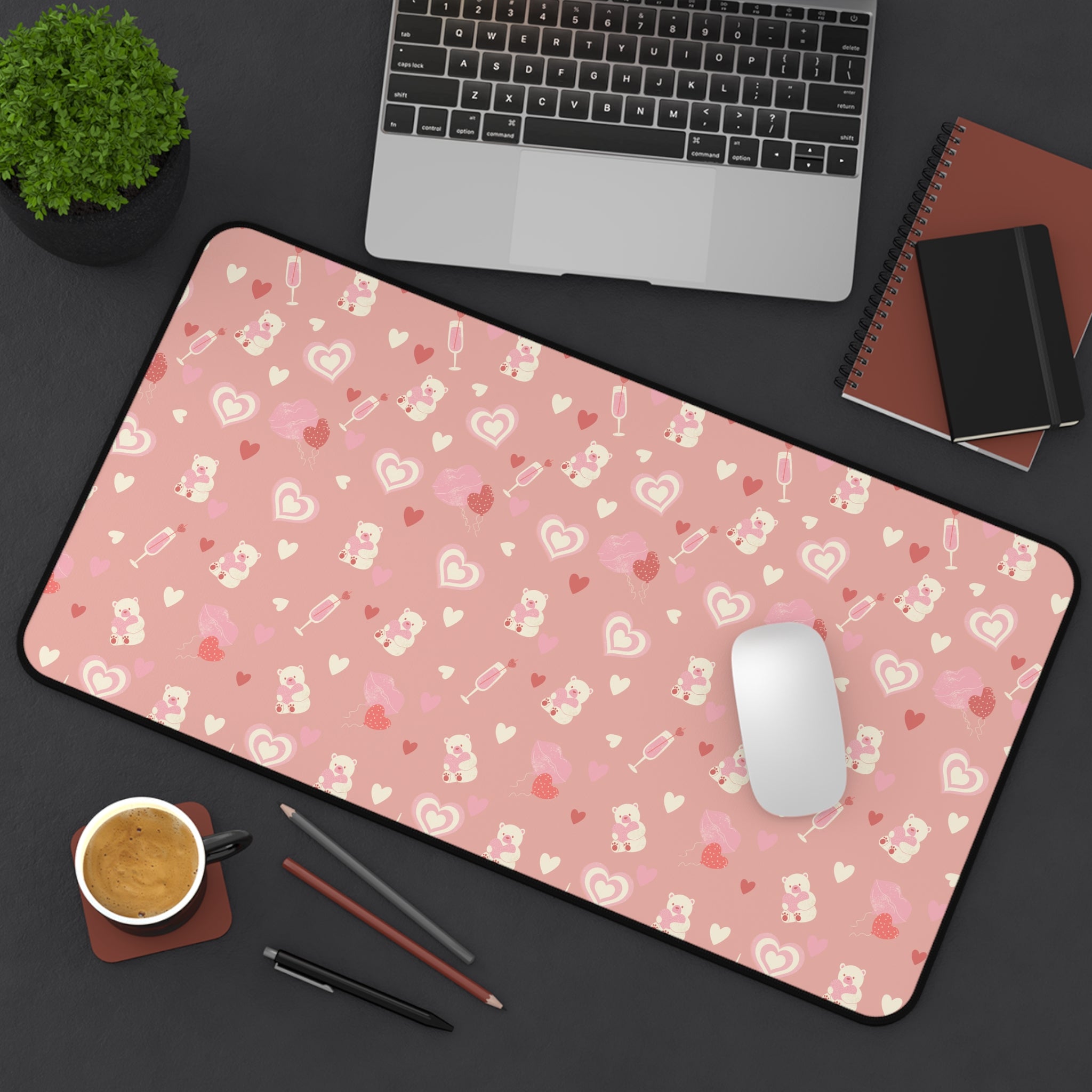 Cute Valentine's Day Heart Pattern, Valentines Gift, Mouse Pad, Desk Matt for Desktop, Cute Desk Pad Mat, XXL Large Mouse Pad for Desk, Anti-Slip Big Mousepad with Stitched Edges, Keyboard Pad Mouse Mat for Computer