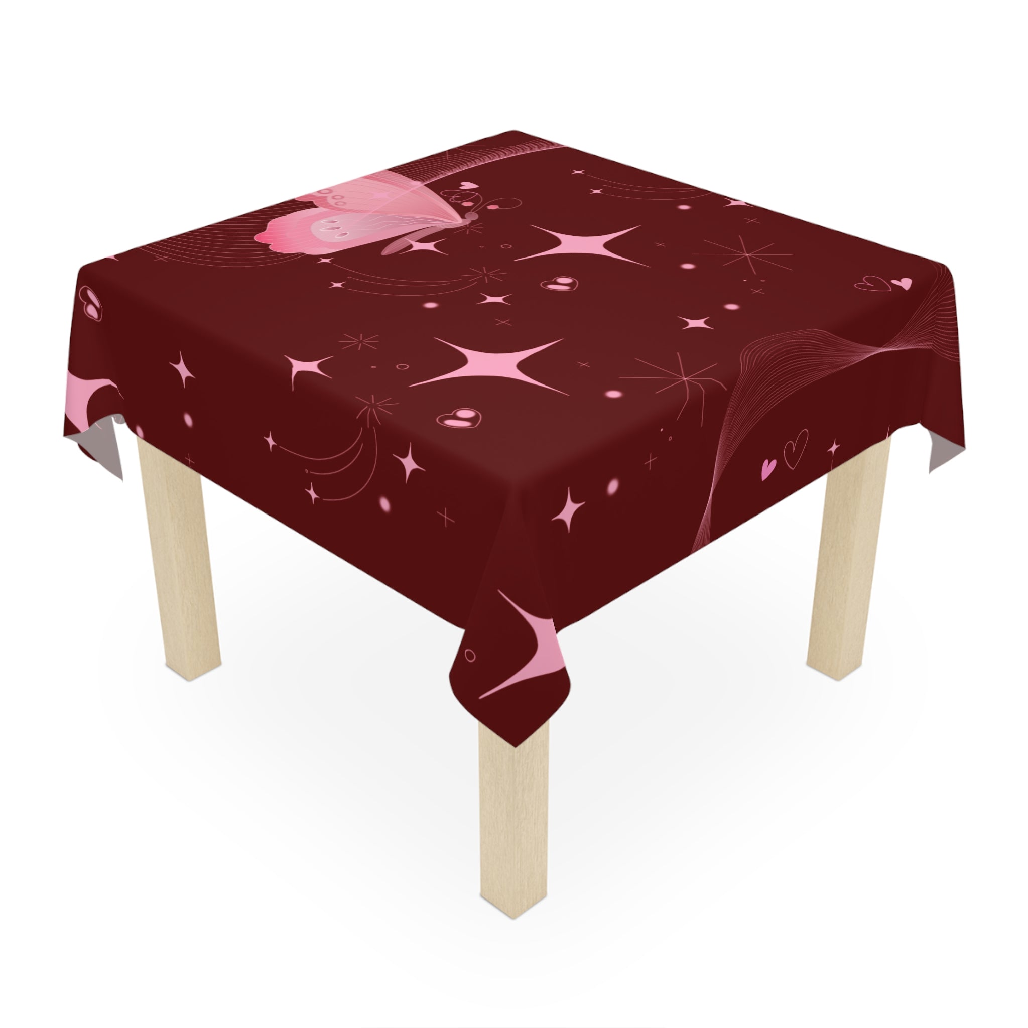 Dark Red Hearts Valentine's Day Tablecloth, Romantic Table Cover, Washable Tablecloth for Party, Picnic, Dinner Date Decor, Valentines Day