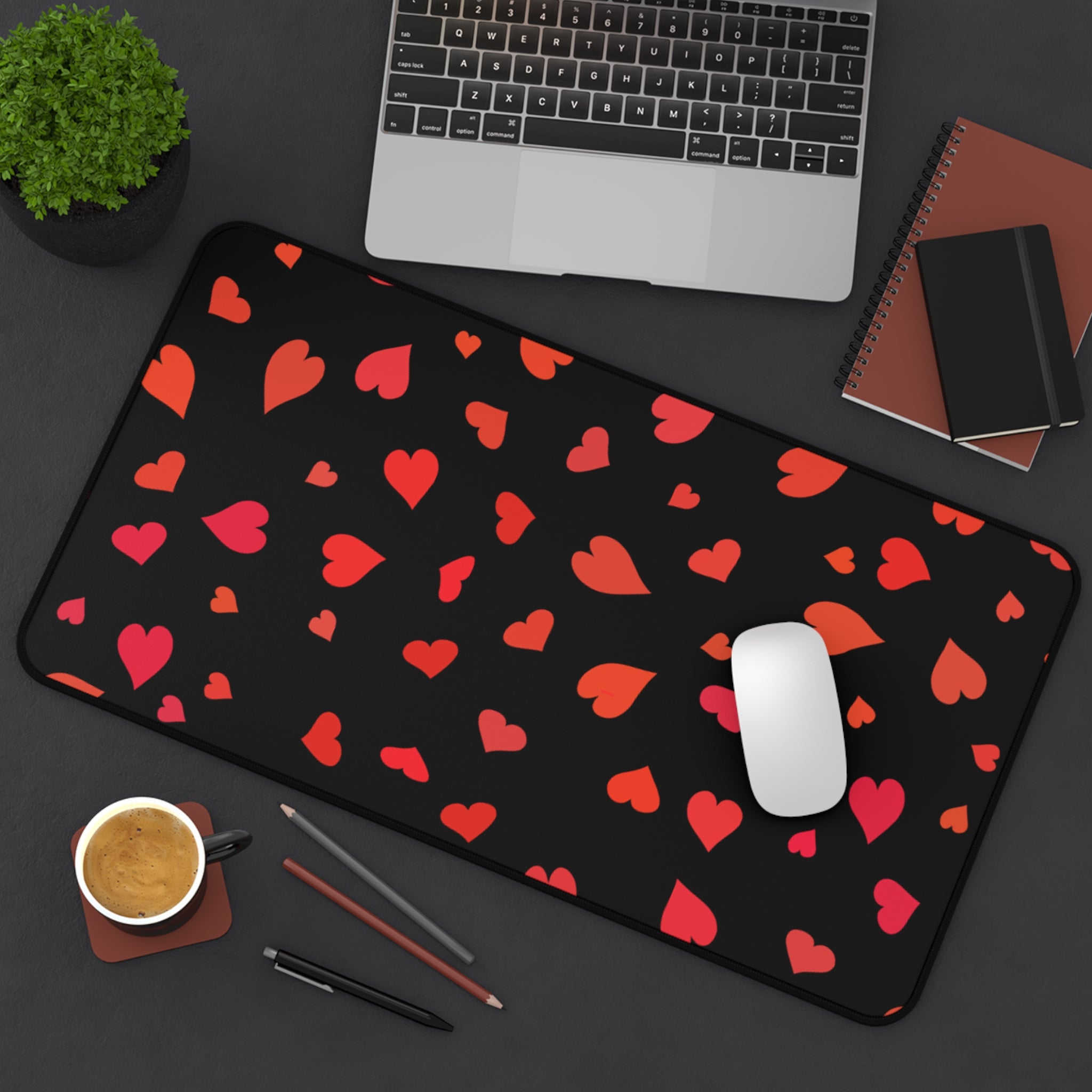 Heart, Valentines Gift, Mouse Pad, Desk Matt for Desktop, Cute Desk Pad Mat, XXL Large Mouse Pad for Desk, Anti-Slip Big Mousepad with Stitched Edges, Keyboard Pad Mouse Mat for Computer