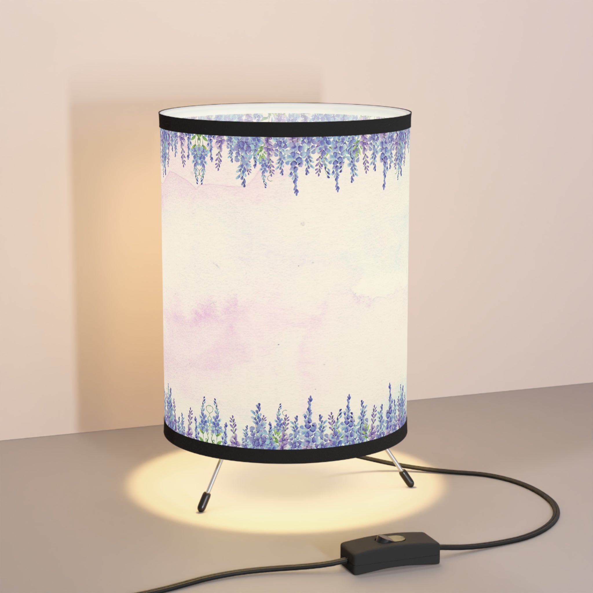 Blue Pink Floral Watercolor Lamp, Desk Lamp for Bedroom, Living Room, Modern Style, Floral Bedside Lamp, Home Decor