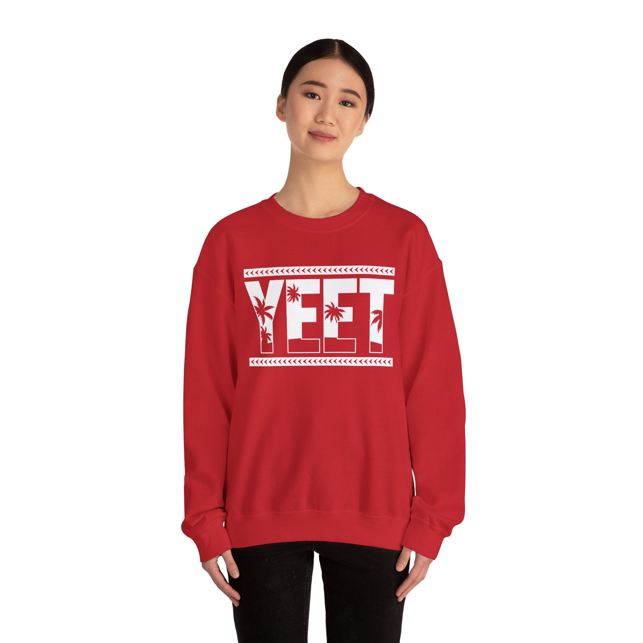 White Yeet Sweatshirt, Wrestling Fan Unisex Sweatshirt - Gift for Him or Her, Casual Outwear, Heavy Blend Crewneck Sweatshirt