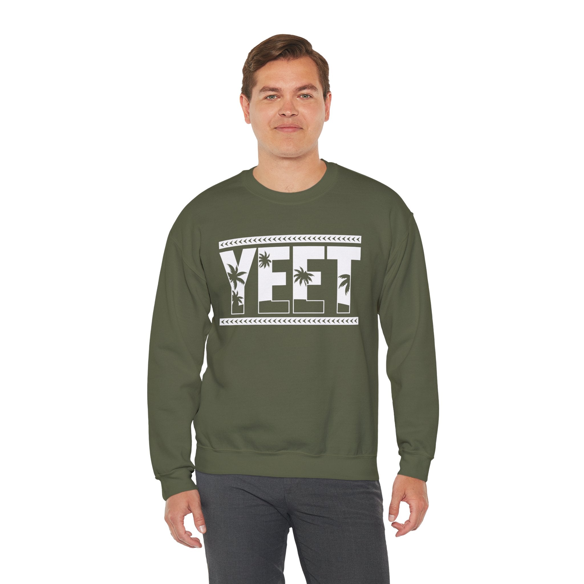 White Yeet Sweatshirt, Wrestling Fan Unisex Sweatshirt - Gift for Him or Her, Casual Outwear, Heavy Blend Crewneck Sweatshirt