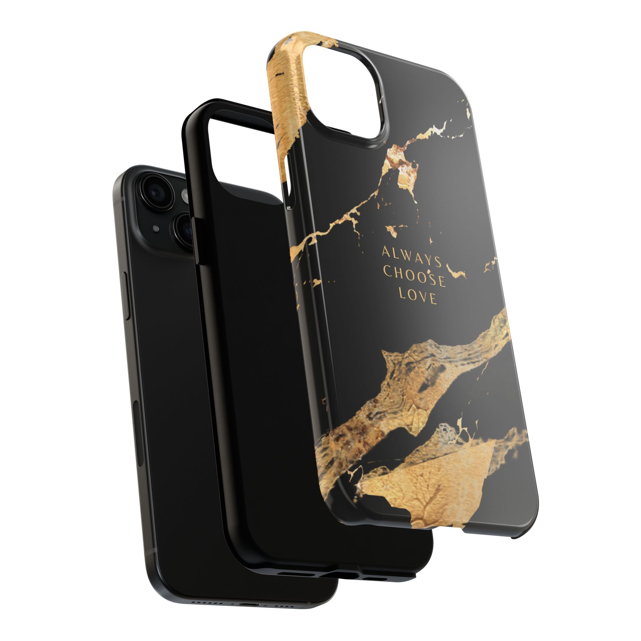 Black Gold Always Choose Love, Elegant Phone Cases, Stylish Phone Covers, Chic Phone Protectors, Fashionable Case for Her, Trendy Smartphone Accessories