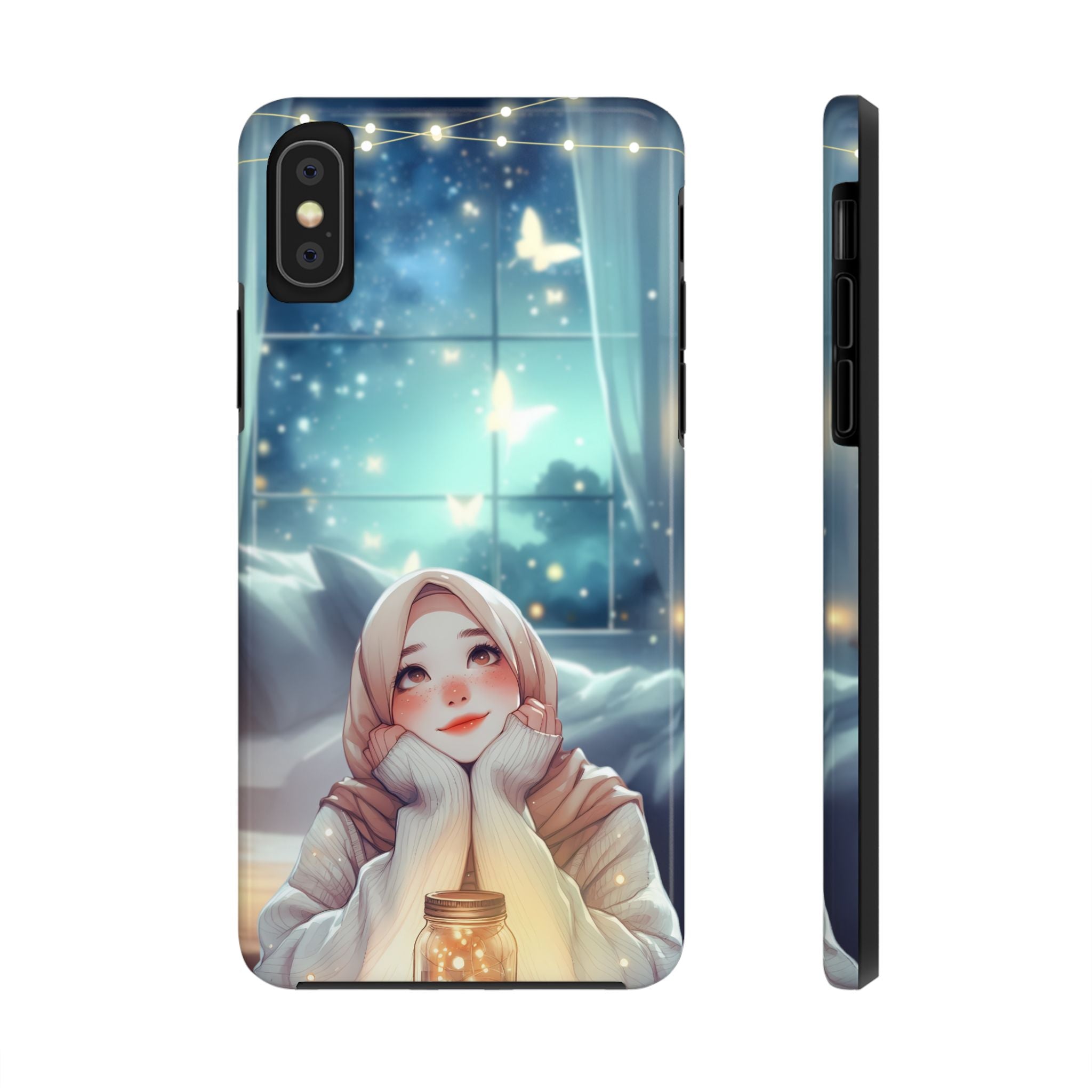 Blue White Whimsical Watercolor Hijab Woman, Elegant Phone Cases, Stylish Phone Covers, Chic Phone Protectors, Fashionable Case for Her, Trendy Smartphone Accessories