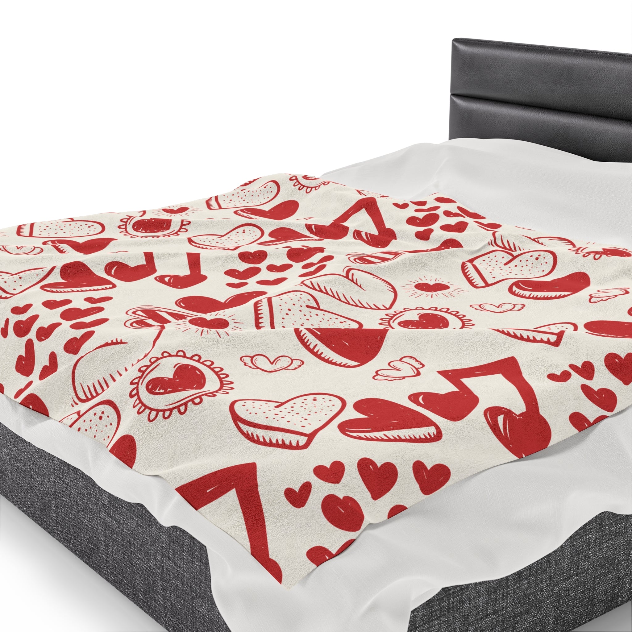 Fleece Blanket - Red Doodle - Valentine's Couple Gifts for Men, Women - Super Cozy Comfy - Christmas, Wedding, Anniversary, Birthday Gifts for Him, Her, Gifts for Boyfriend, Girlfriend