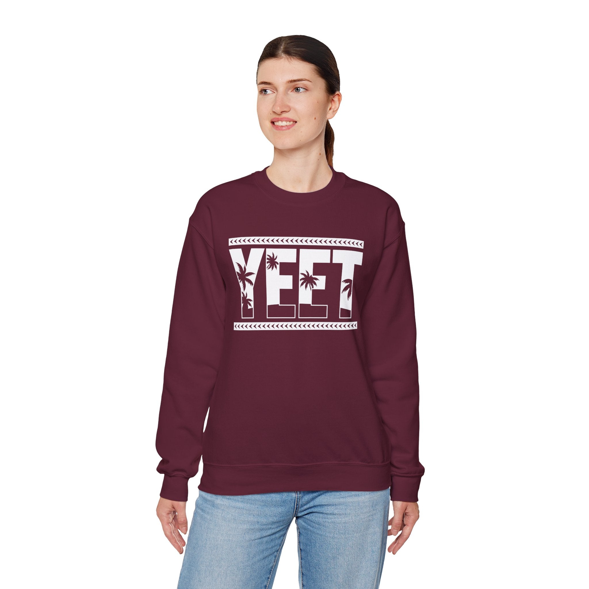 White Yeet Sweatshirt, Wrestling Fan Unisex Sweatshirt - Gift for Him or Her, Casual Outwear, Heavy Blend Crewneck Sweatshirt