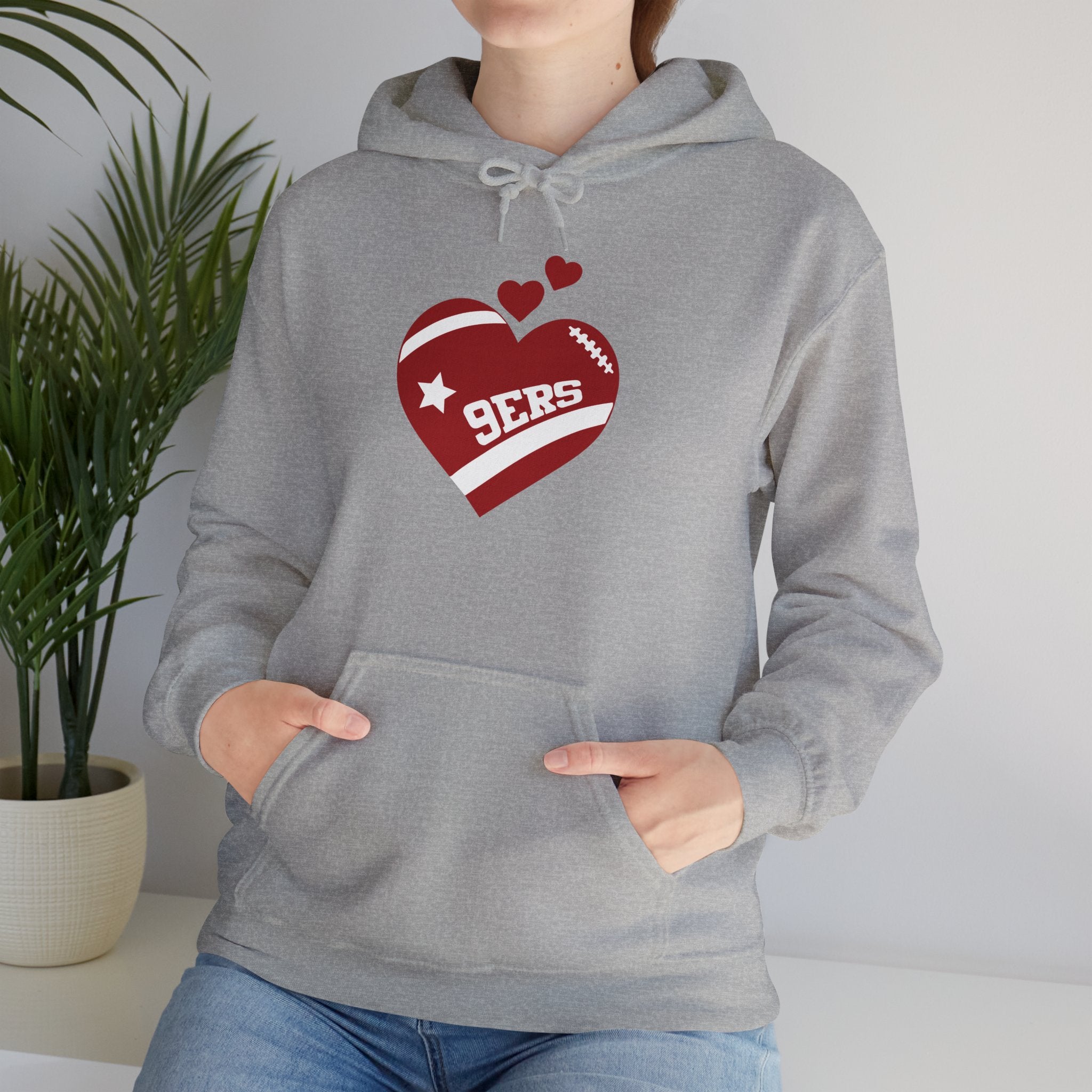 Cute Heart San Francisco Football Hoodies, SF Sports Team Sweatshirt, Football Fan Shirt, Hoodie Gift for Him-Her