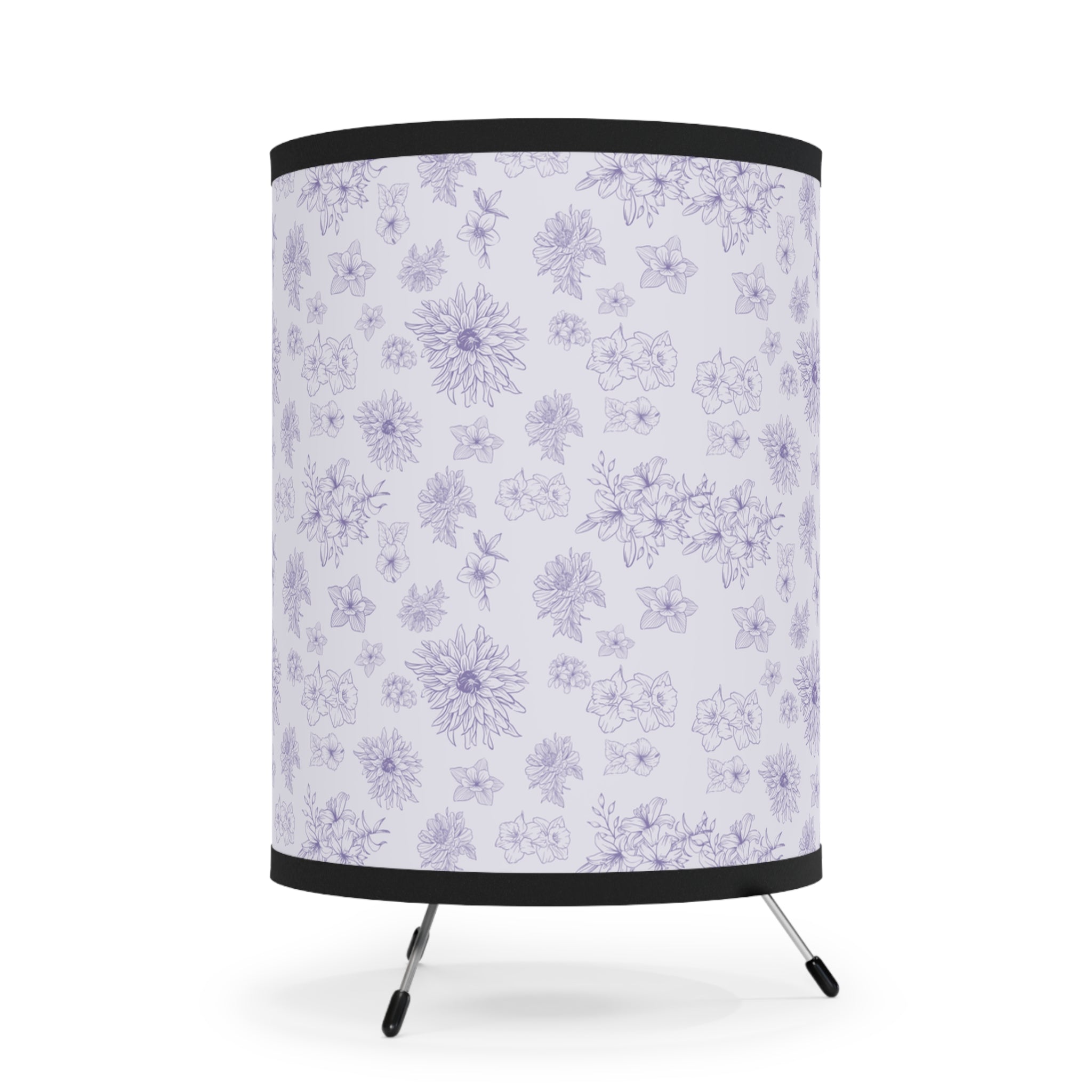 Purple Flower Pattern Lamp, Desk Lamp for Bedroom, Living Room, Modern Style, Floral Bedside Lamp, Home Decor