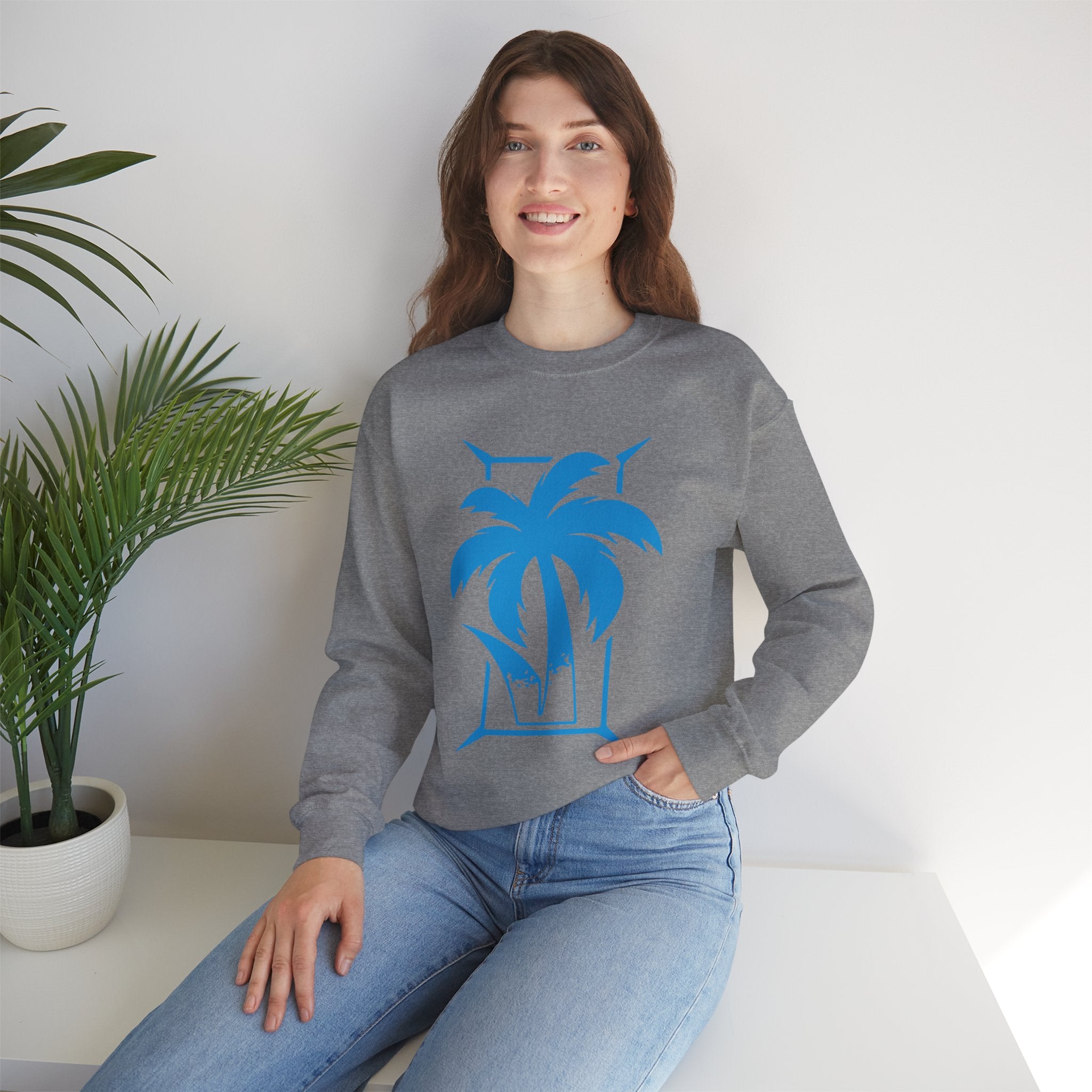 Palm Tree Design Jey Uso Sweatshirt, Wrestling Fan Unisex Sweatshirt - Gift for Him or Her, Casual Outwear, Heavy Blend Crewneck Sweatshirt