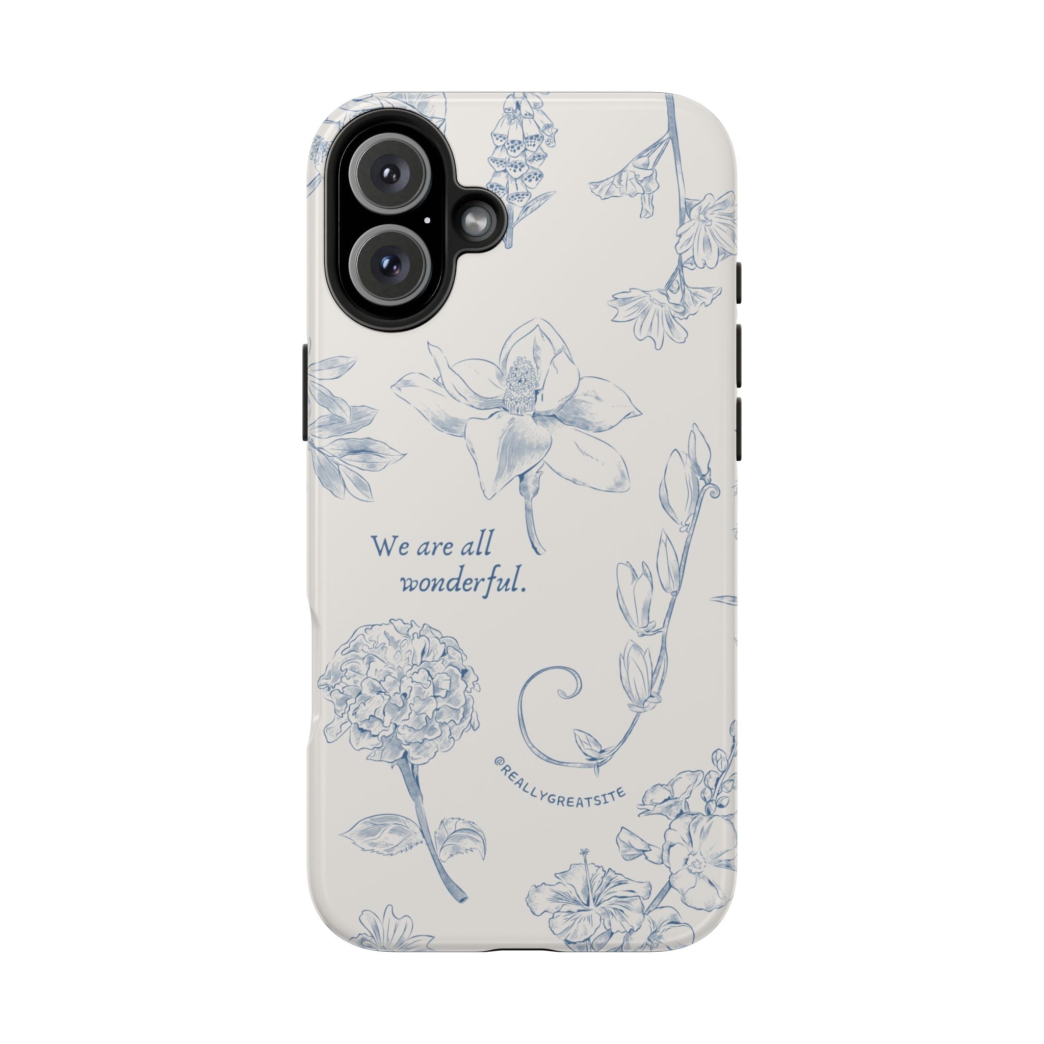 Dusty Blue Cream " We Are All Wonderfull", Elegant Phone Cases, Stylish Phone Covers, Chic Phone Protectors, Fashionable Case for Her, Trendy Smartphone Accessories